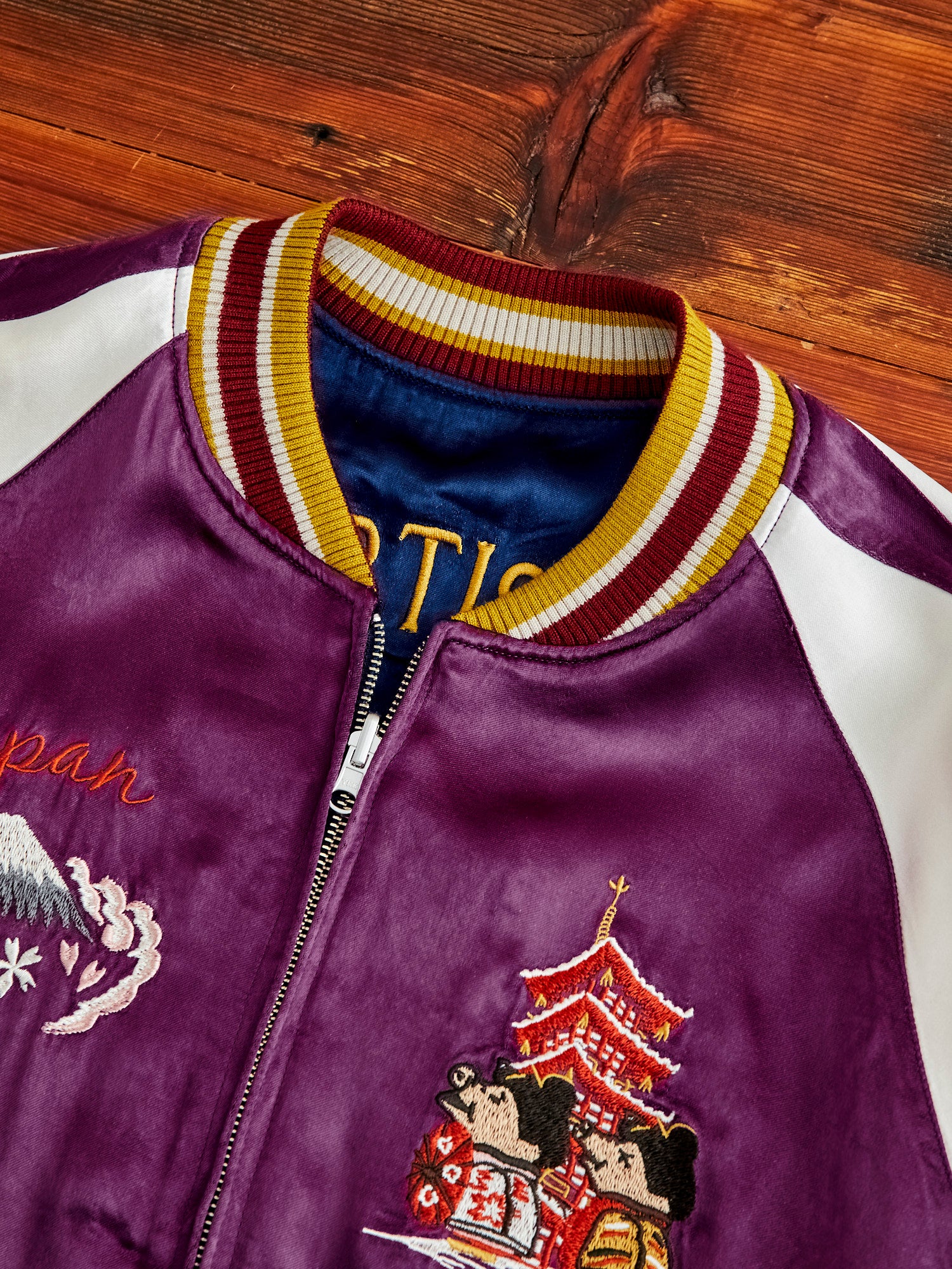 "Festival" Reversible Sukajan Souvenir Jacket in Blue/Purple - Image 11