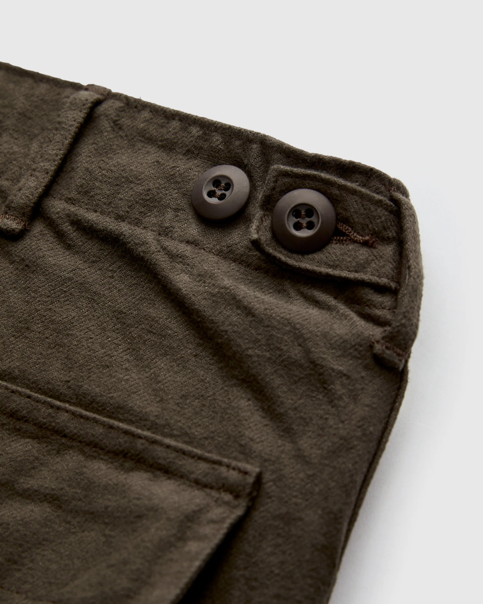 Brushed Flannel Straight Fatigue Pants in Coffee Brown - Image 4