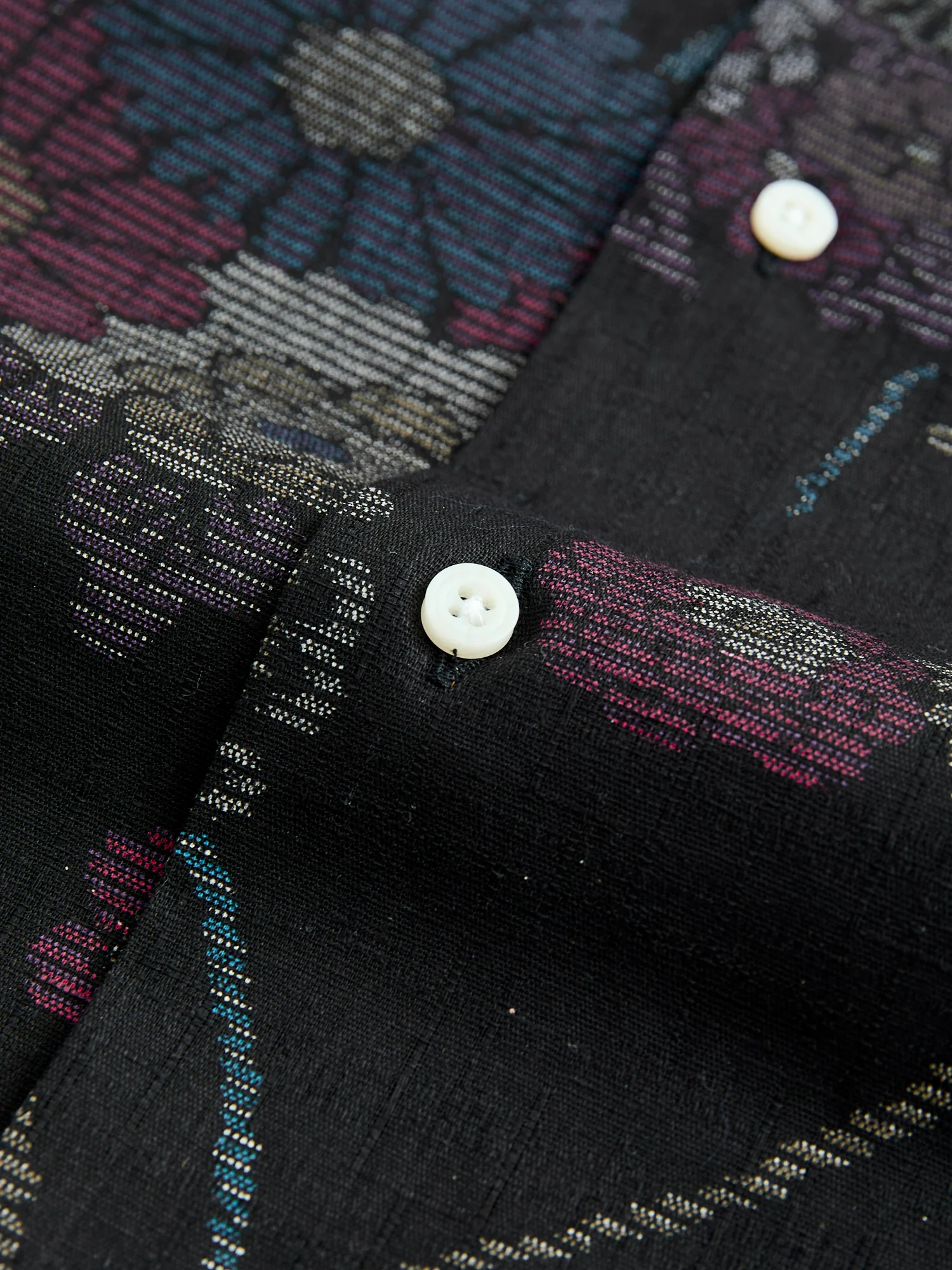 Bark Cloth Camp Shirt in Black Floral - Image 6