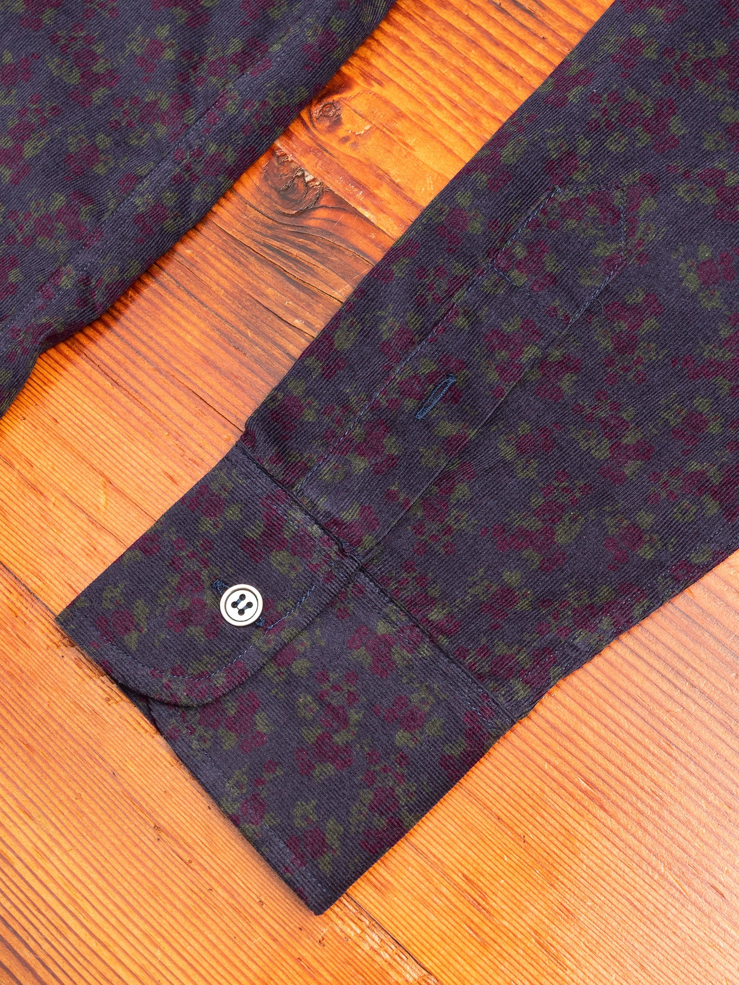 Floral Corduroy Button-Down Shirt in Navy - Image 5