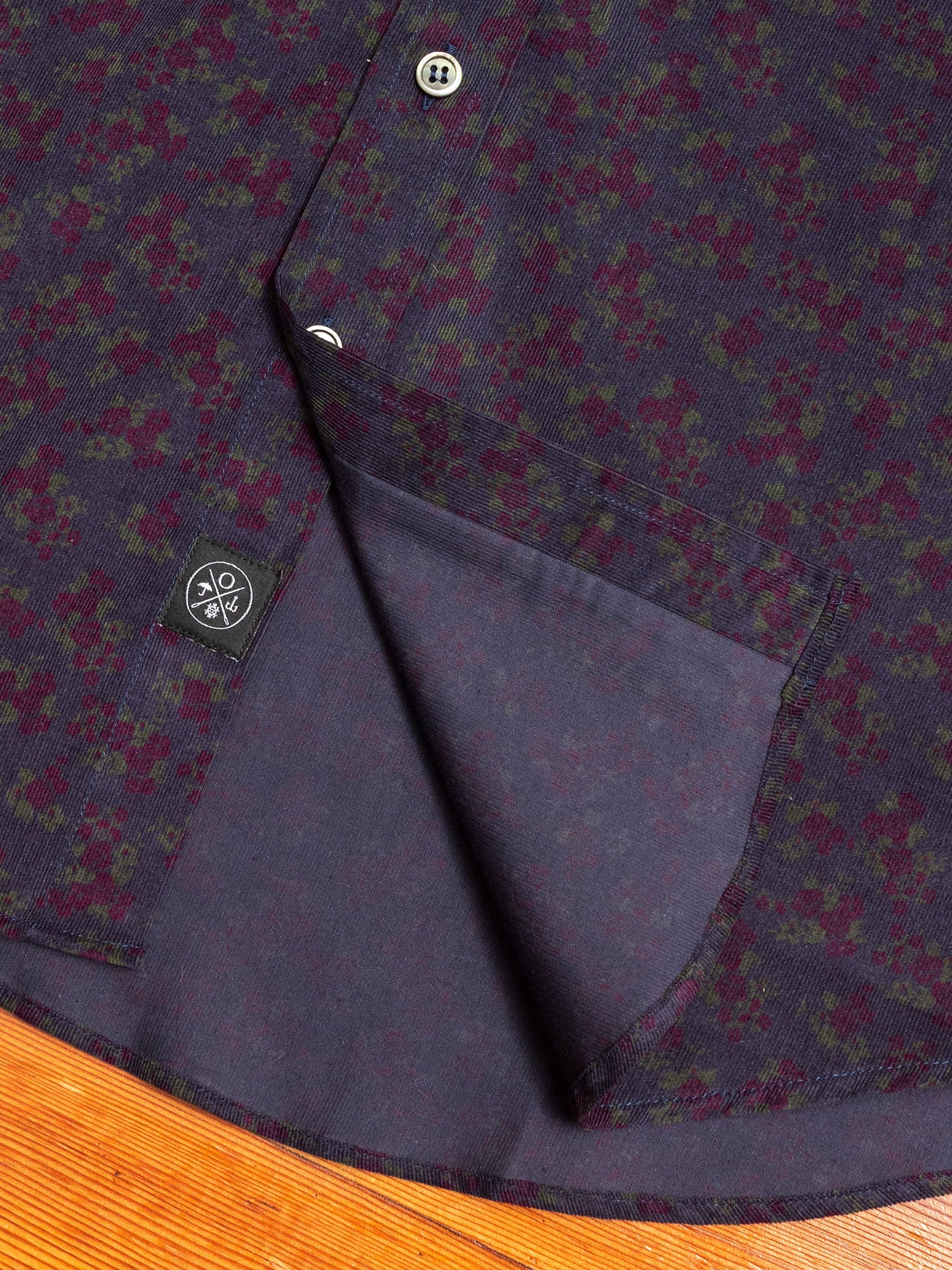 Floral Corduroy Button-Down Shirt in Navy - Image 6