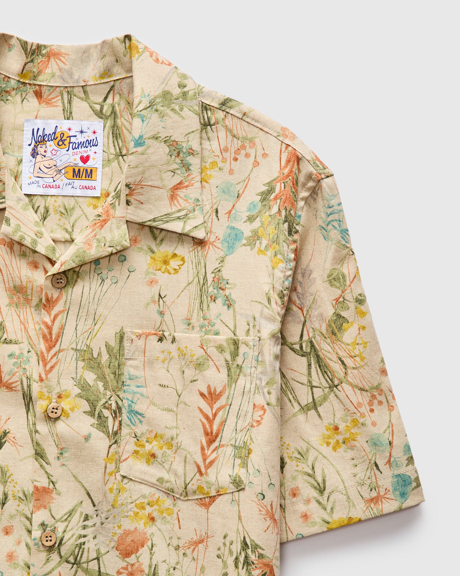 "Flowers Painting" Aloha Shirt in Natural - Image 6