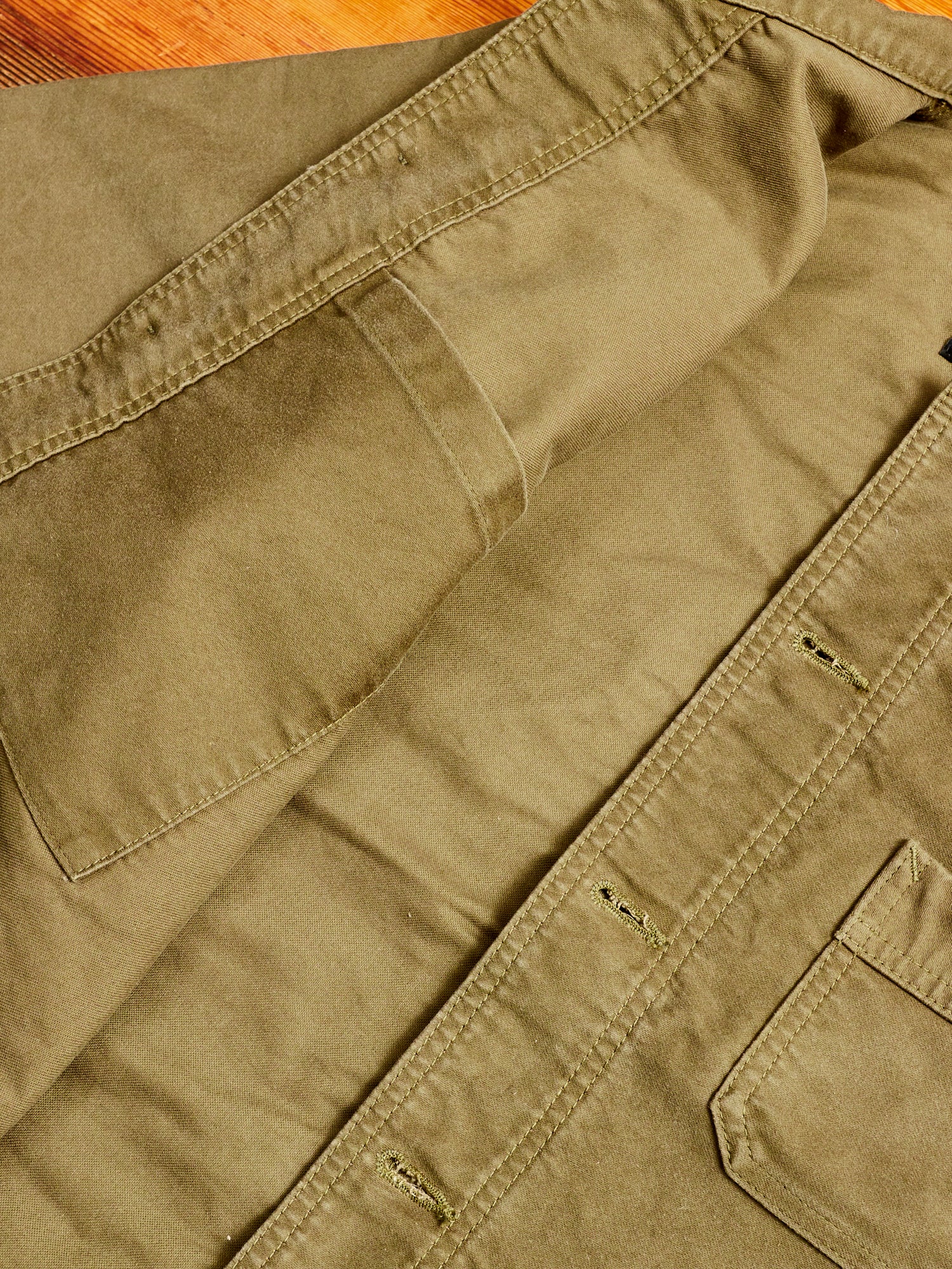 French Moleskin Work Jacket in Olive - Image 7