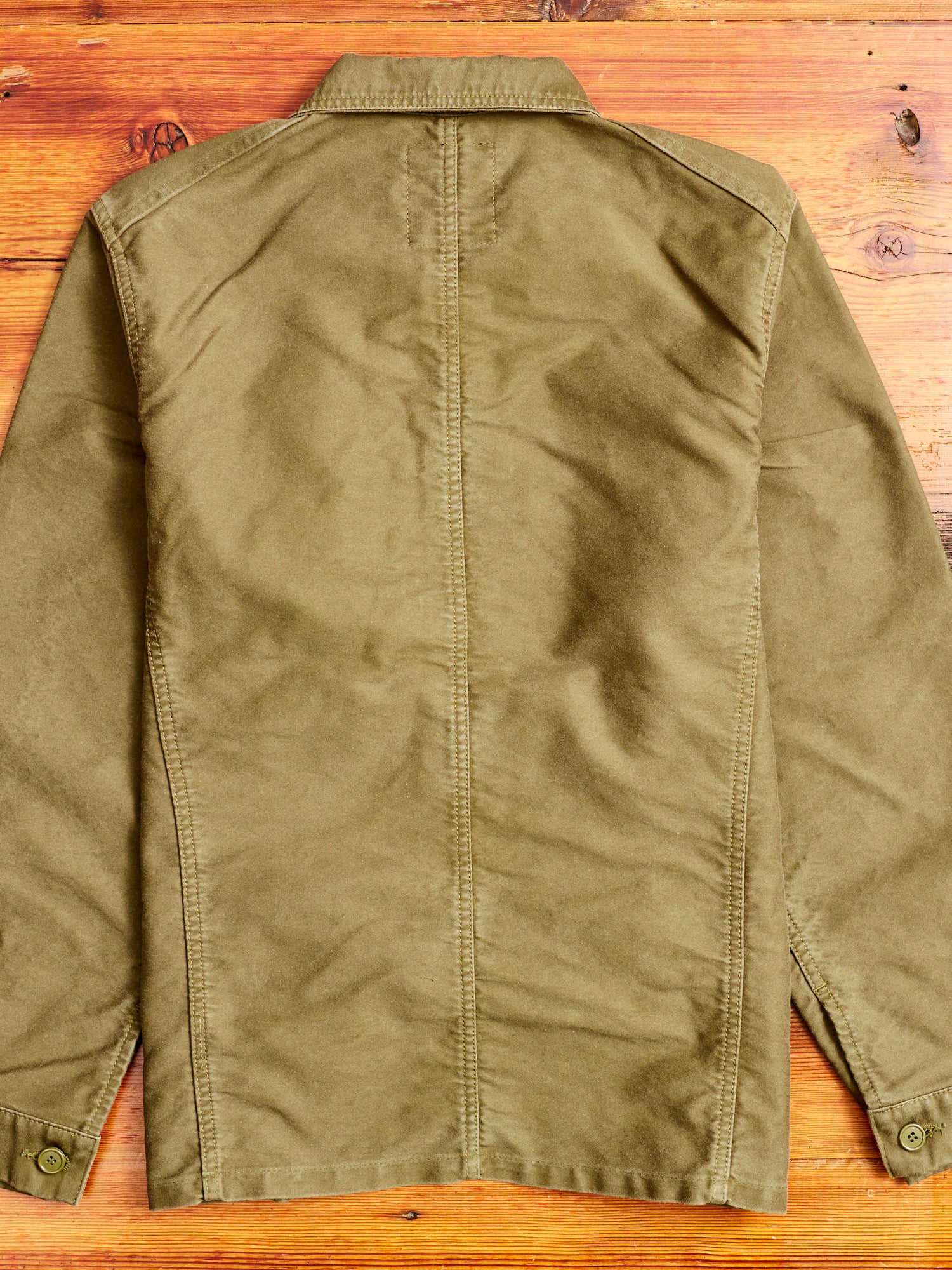 French Moleskin Work Jacket in Olive - Image 9