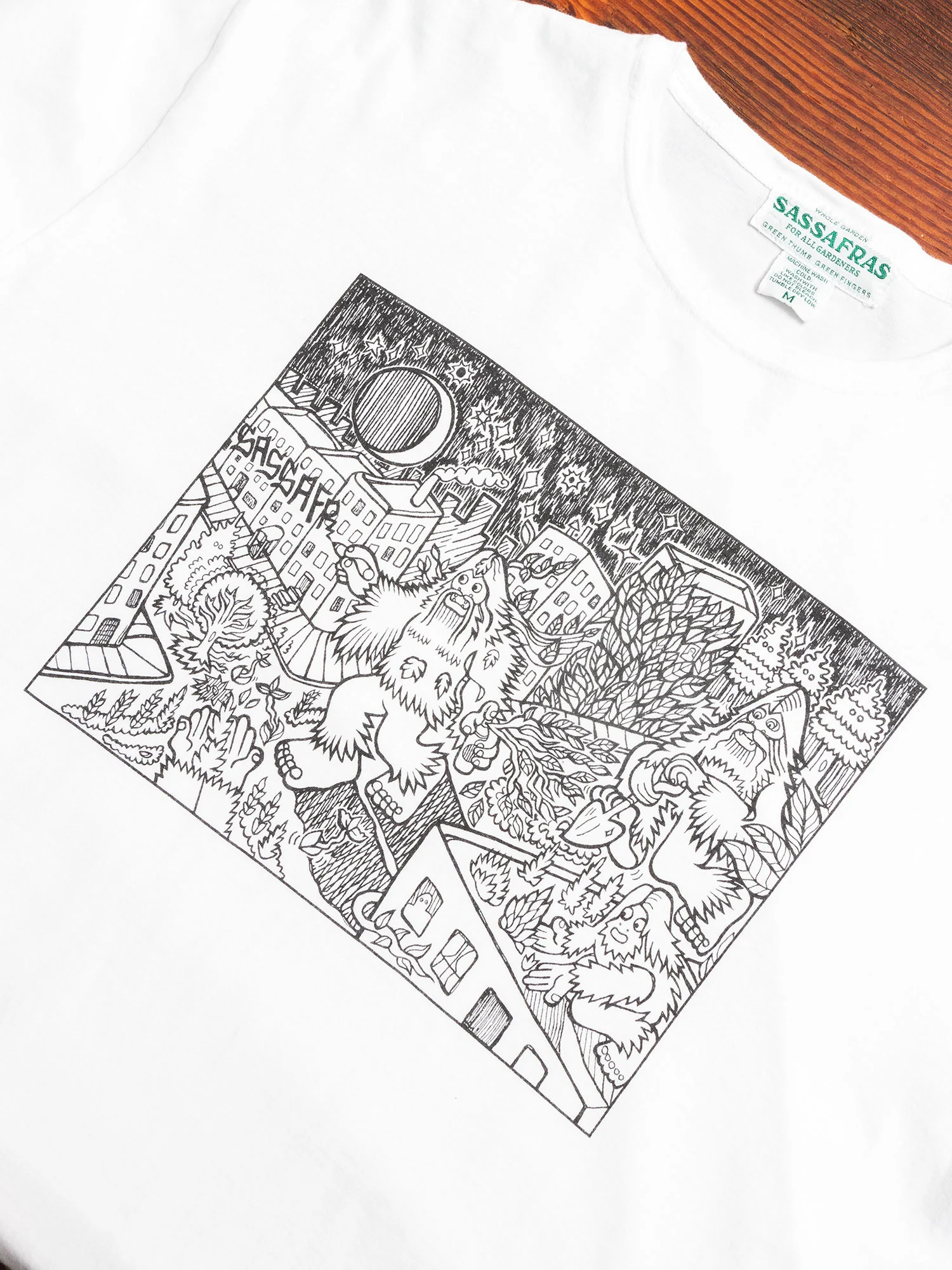 Gardening At Night T-Shirt in White - Image 4