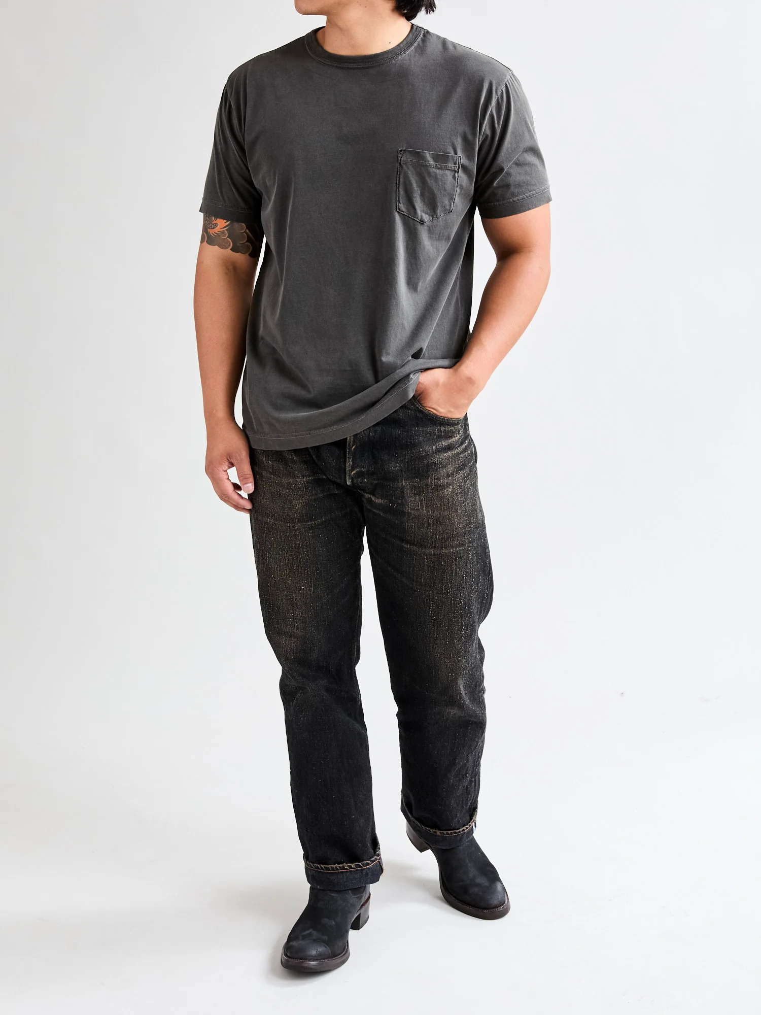 Garment Dyed Pocket T-Shirt in Smoke - Image 8