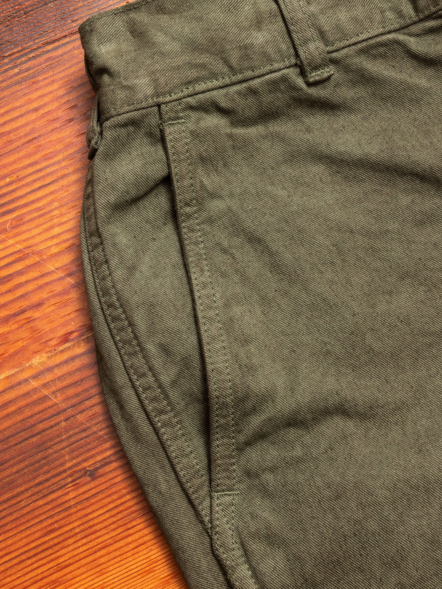 Garment Dyed Tapered Pants in Khaki - Image 4
