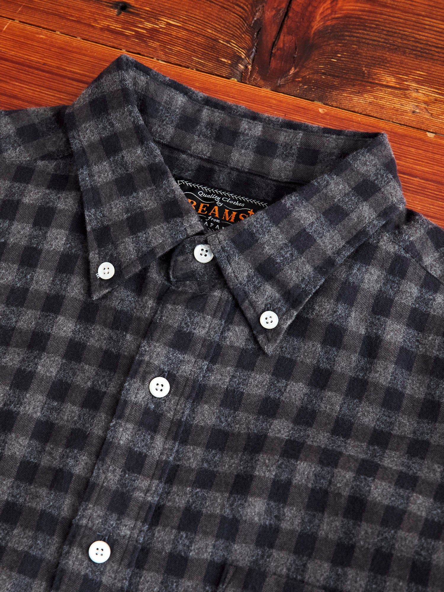 Gingham Check Button-Down Shirt in Grey - Image 3