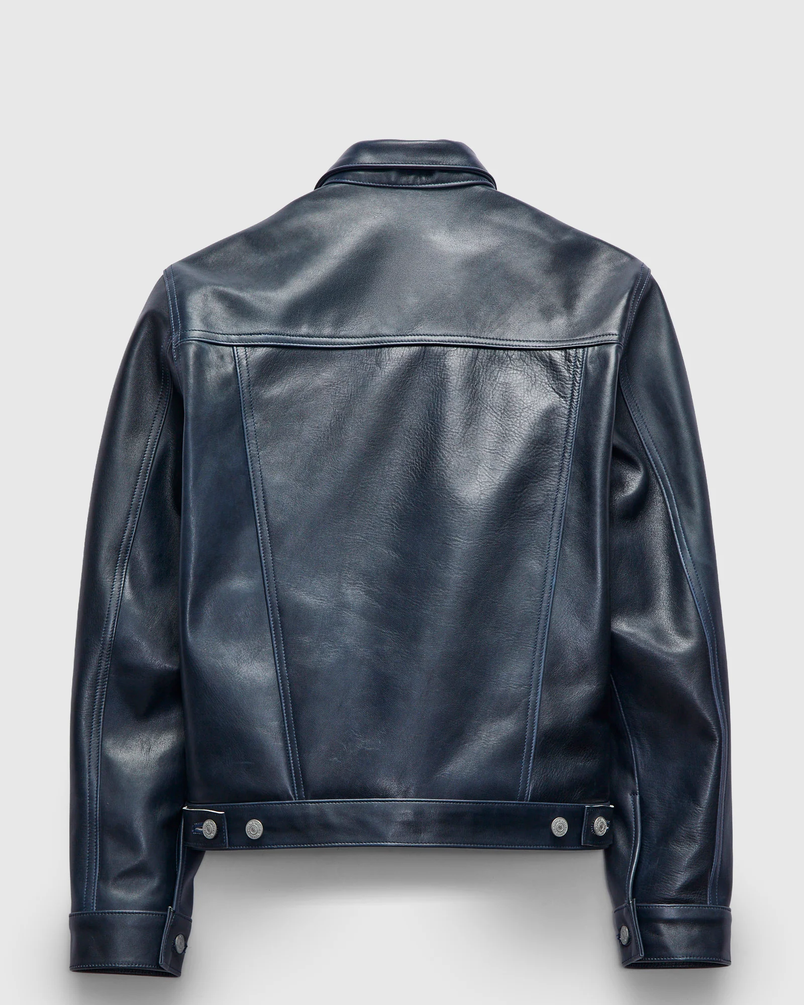 "Gold Digger" Horsehide Leather Jacket in Indigo - Image 4