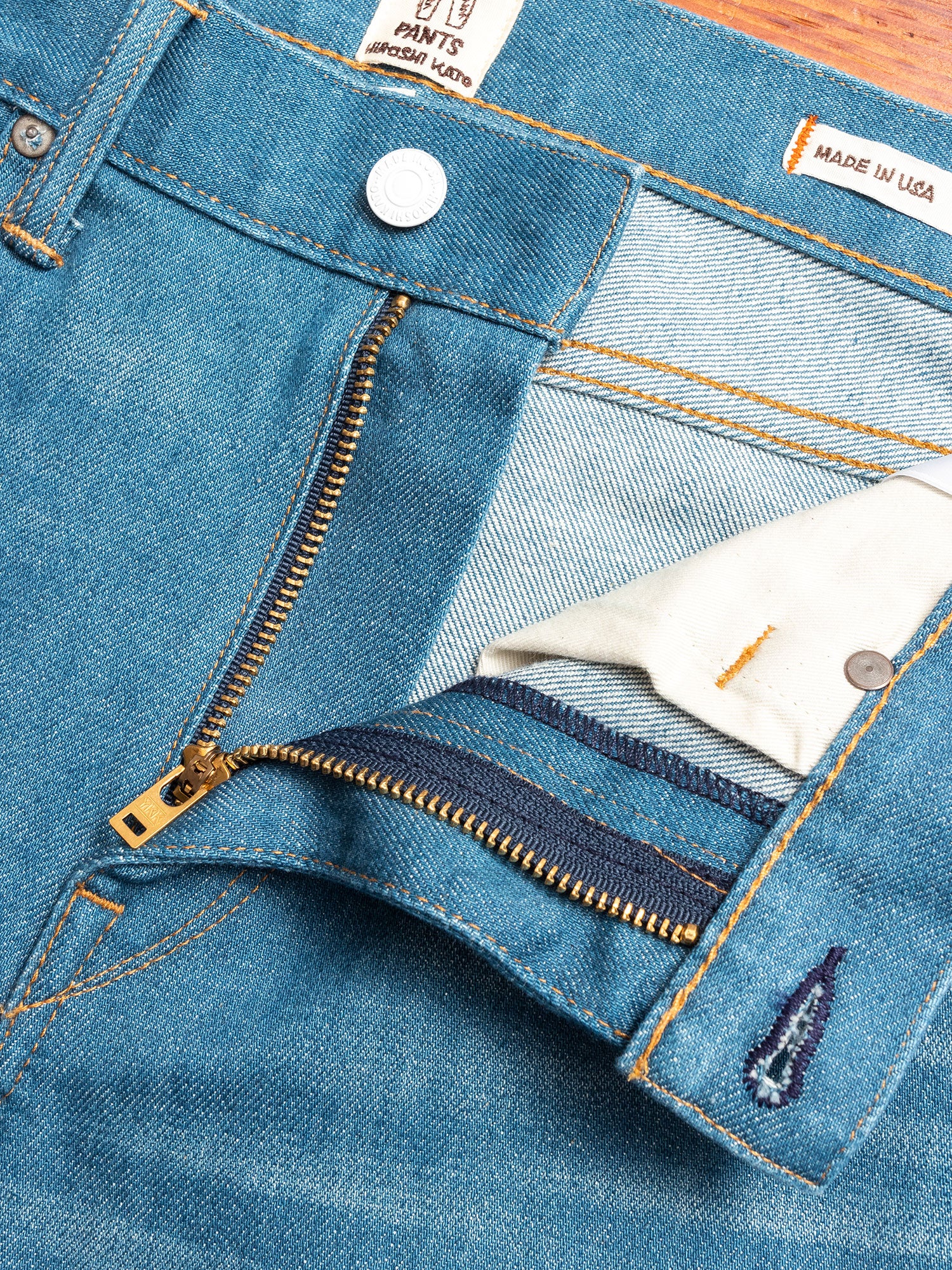 "Halen" 14oz Washed Indigo Stretch Selvedge Denim - Pen Slim - Image 6