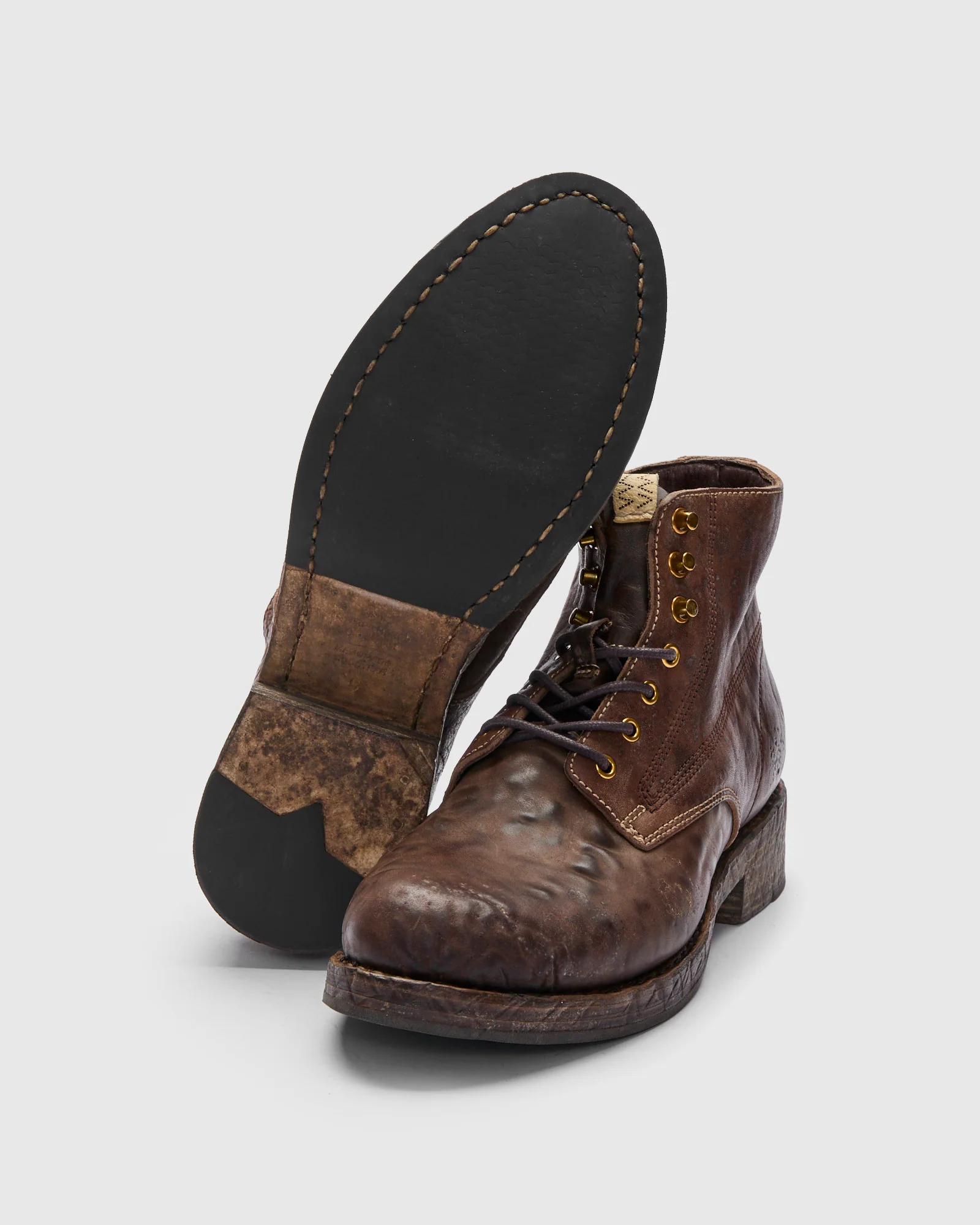 Damaged Virgil Boots-Folk in Dark Brown Horsehide - Image 2