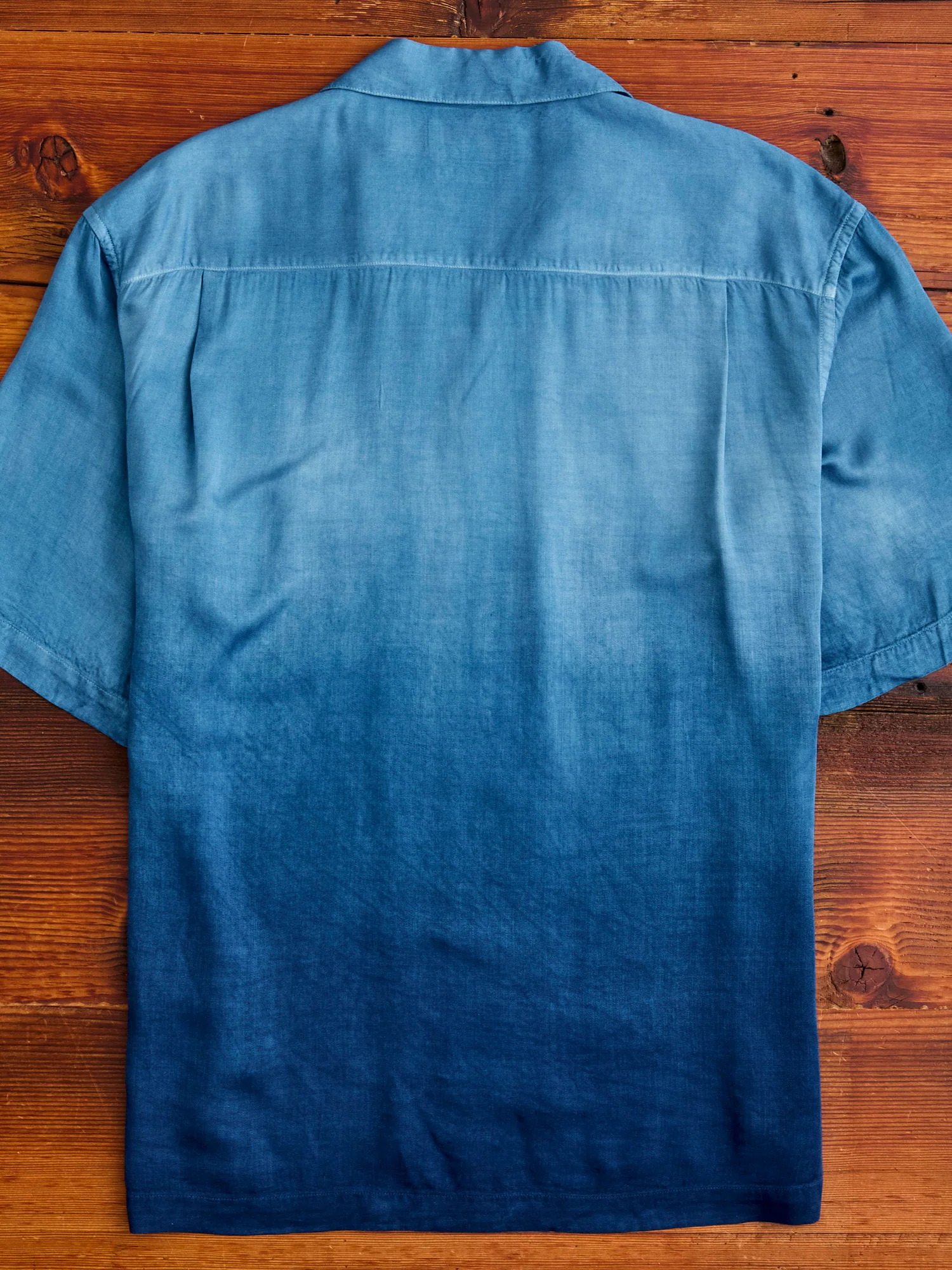 Hand-Dyed Short Sleeve Shirt in Indigo Gradient - Image 11