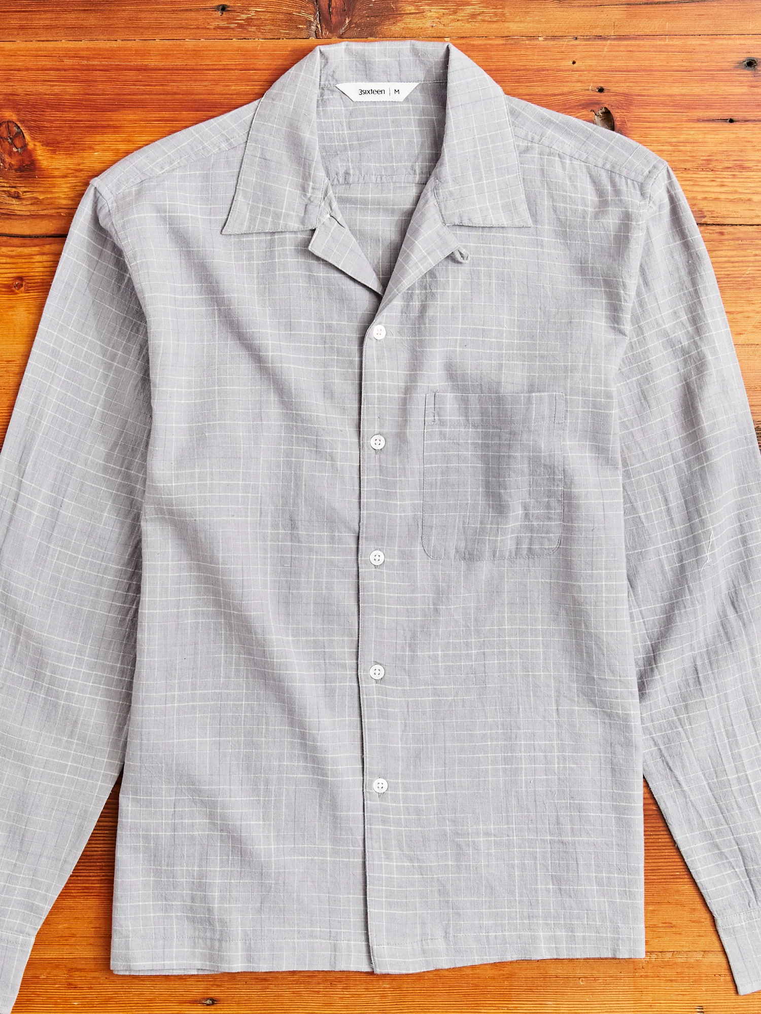 Handloom Loop Collar Shirt in Graphite Crosshatch