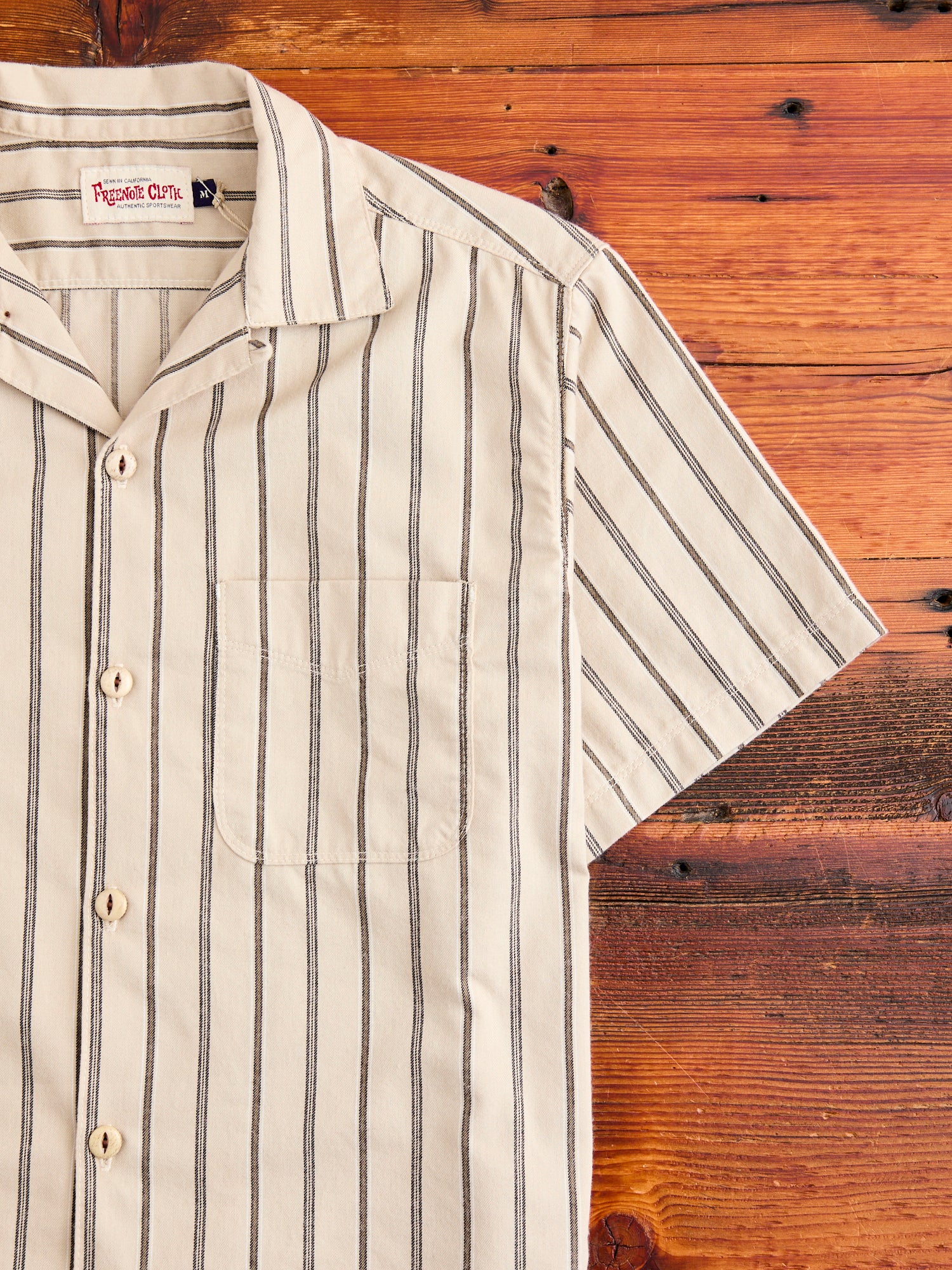 Hawaiian Button-Up Shirt in Stone Stripe - Image 5