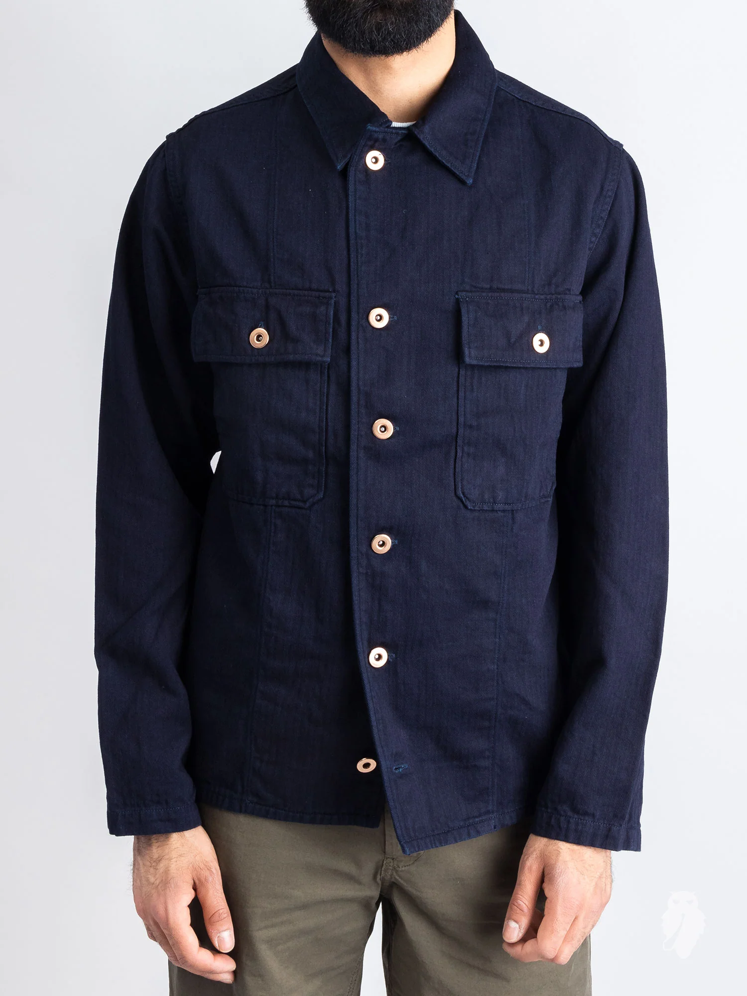 HBT Military Jacket in Indigo - Image 2