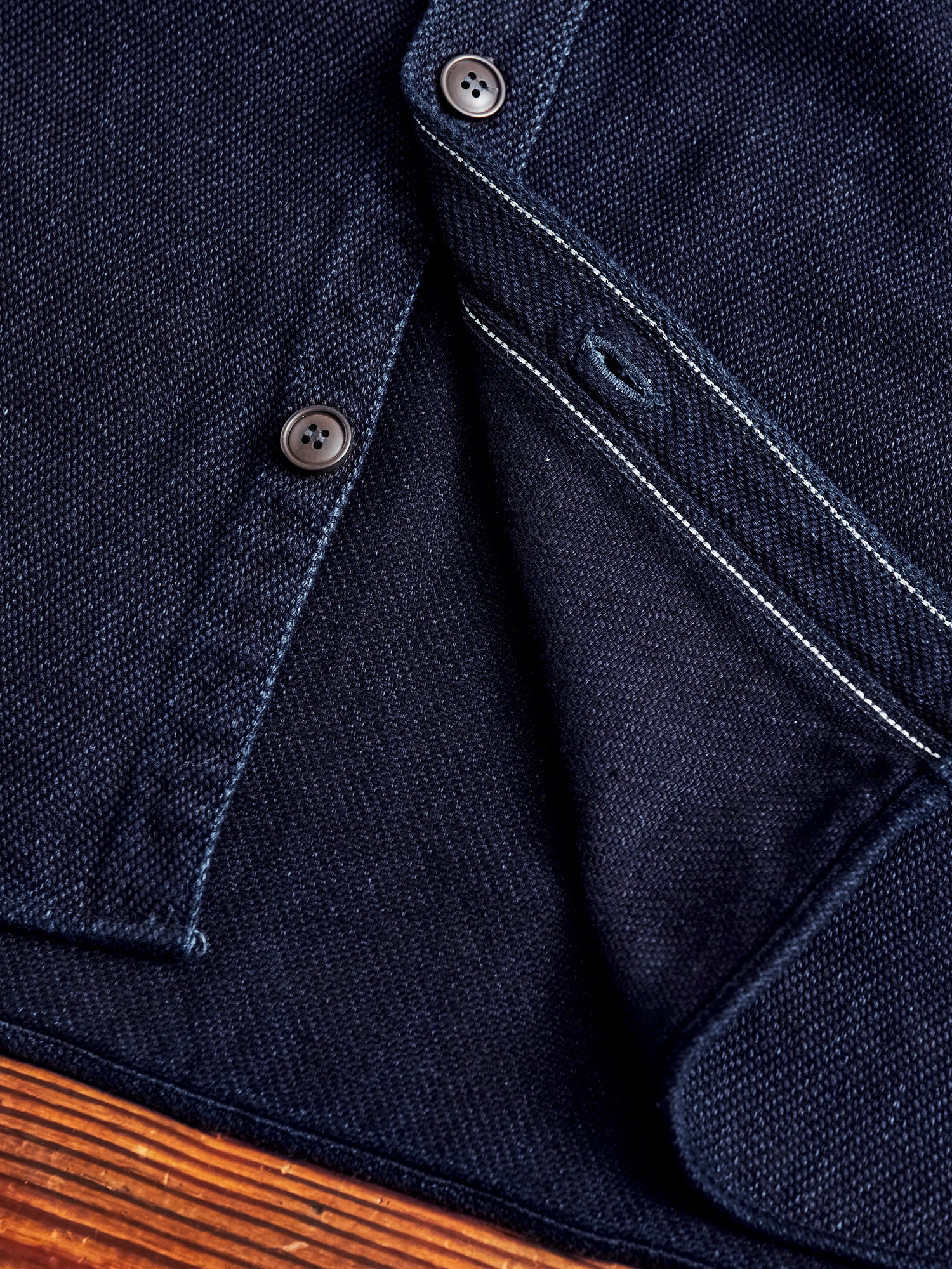 Heavy Dobby Sashiko Work Shirt in Indigo - Image 8