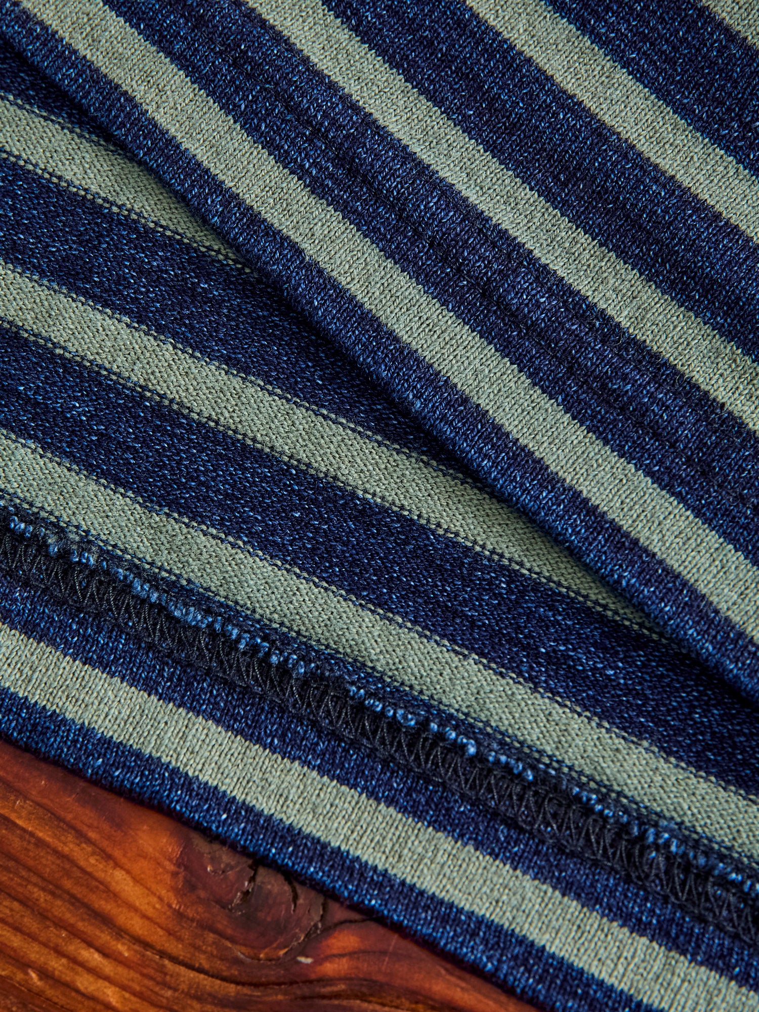 Heavyweight Striped T-shirt in Indigo x Olive - Image 5