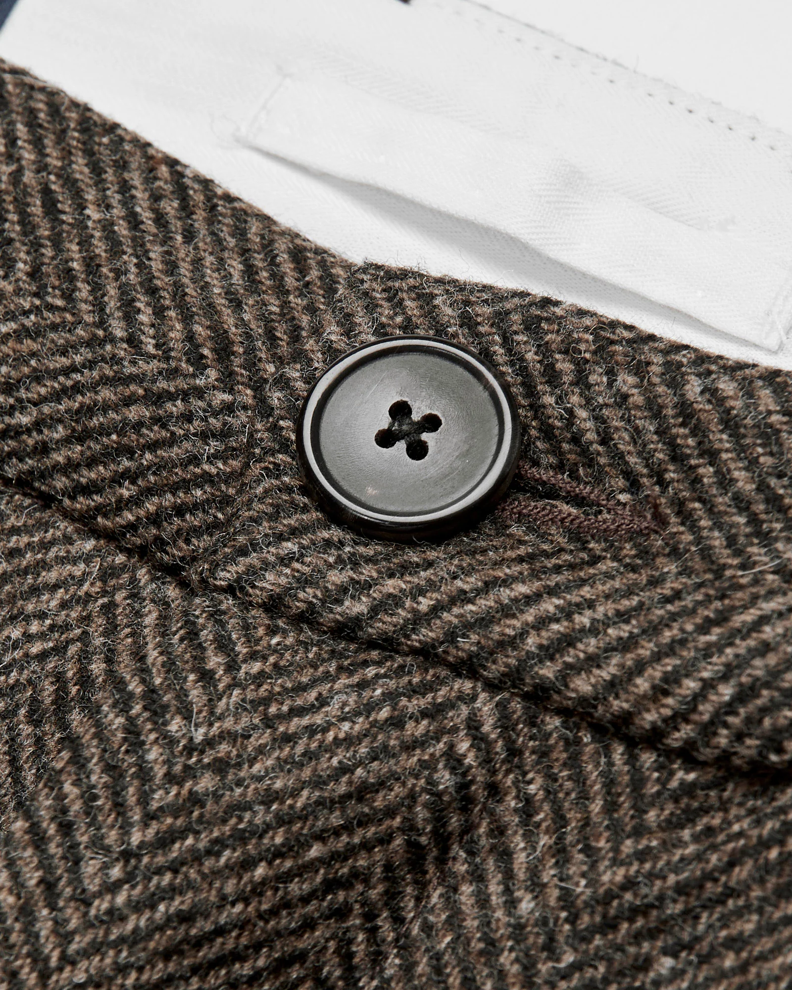 Herringbone Single Pleat Trousers in Brown - Image 5