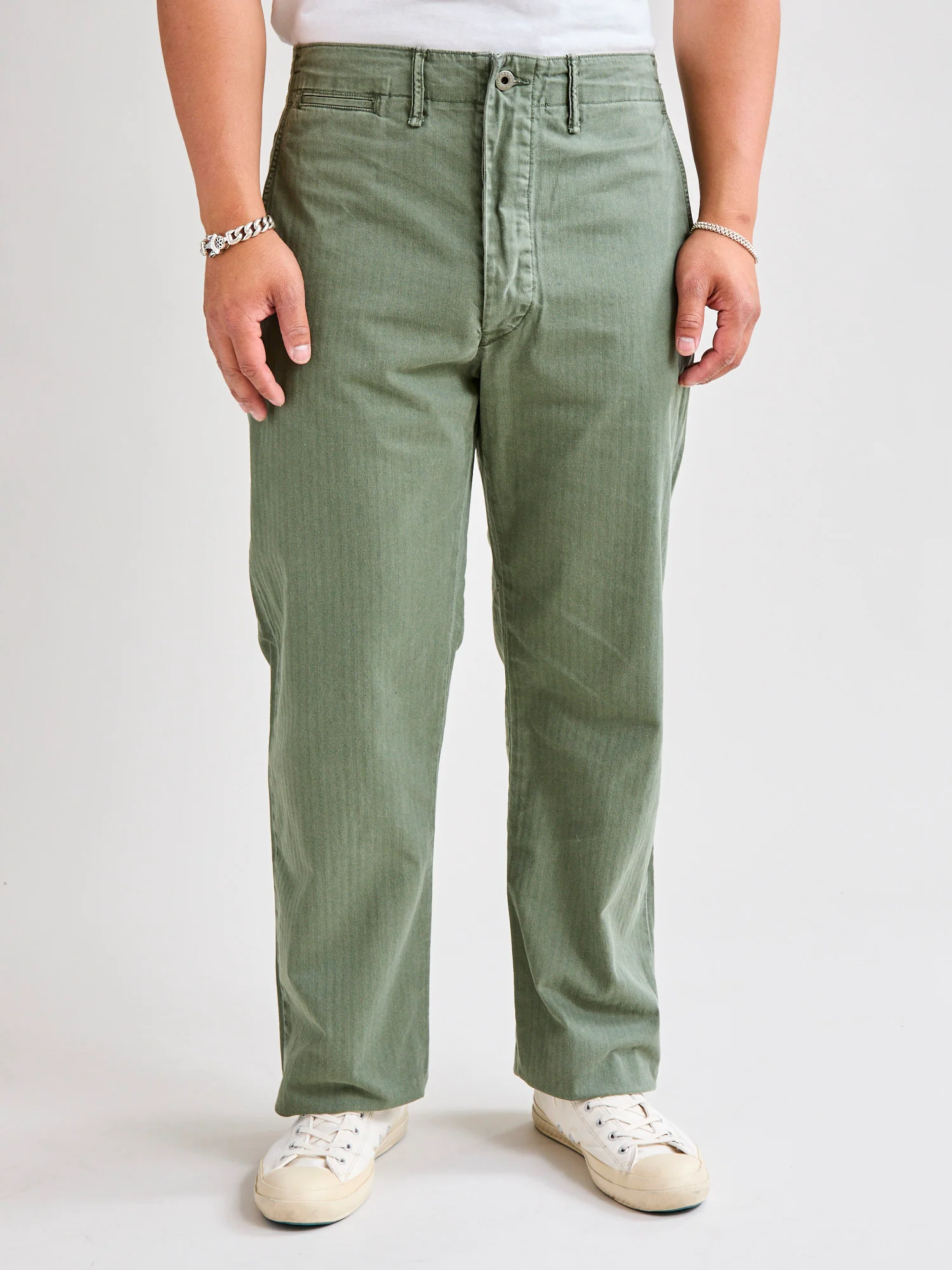 Herringbone Twill Field Pants in Washed Olive - Image 2