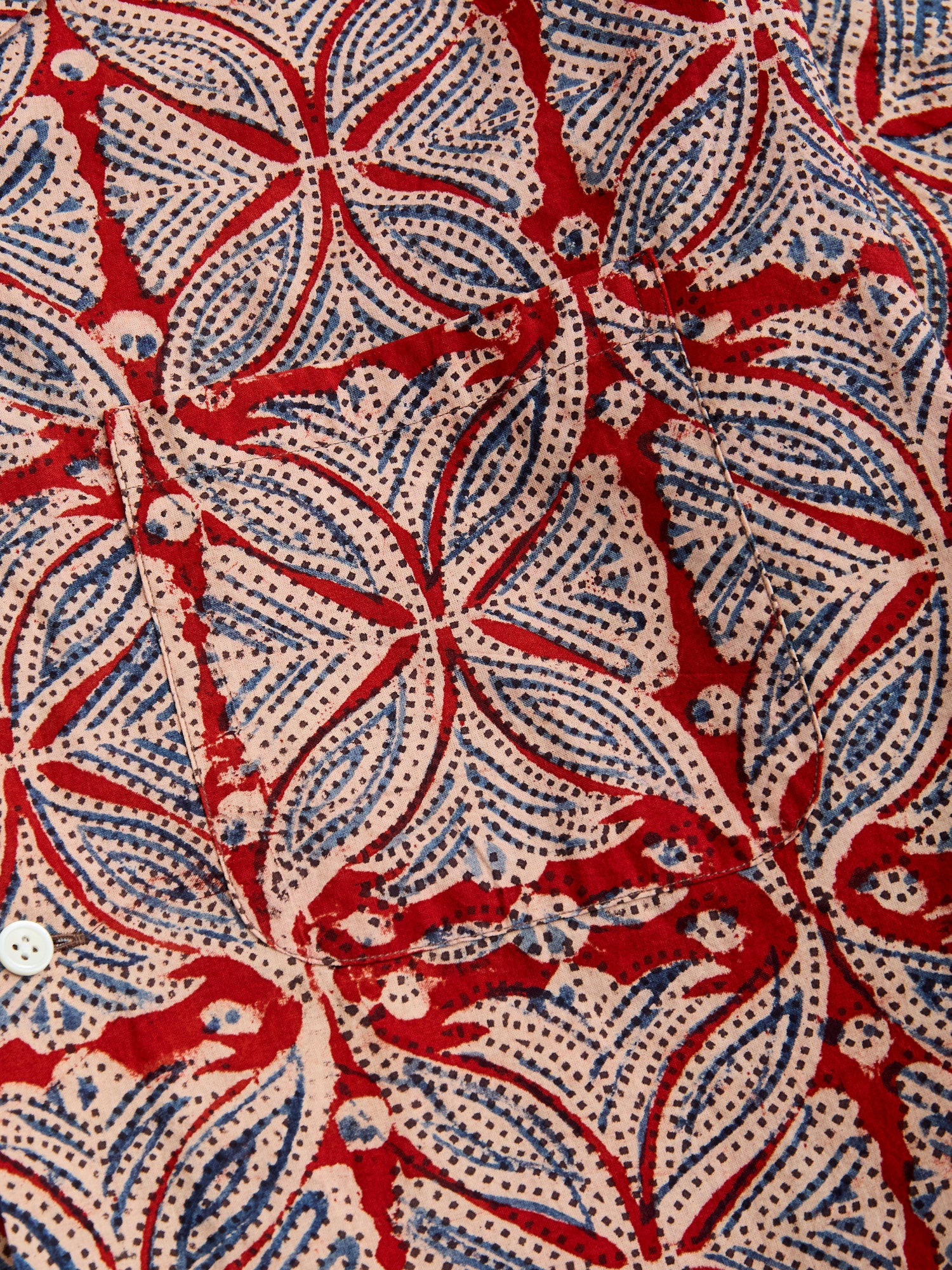 Indian Block Print Open Collar Shirt in Vermillion - Image 5