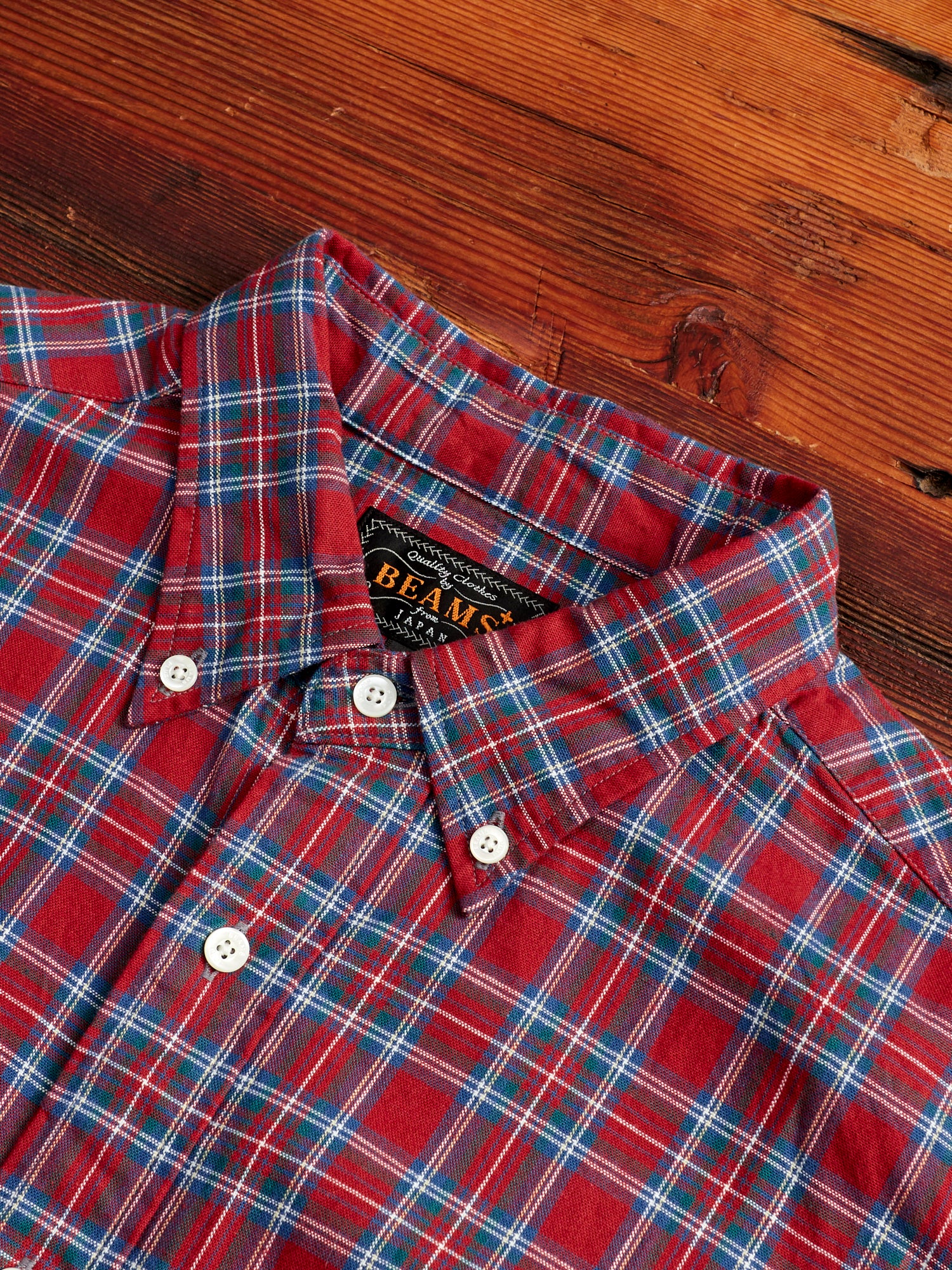 Indigo Check Button-Down Shirt in Red - Image 3