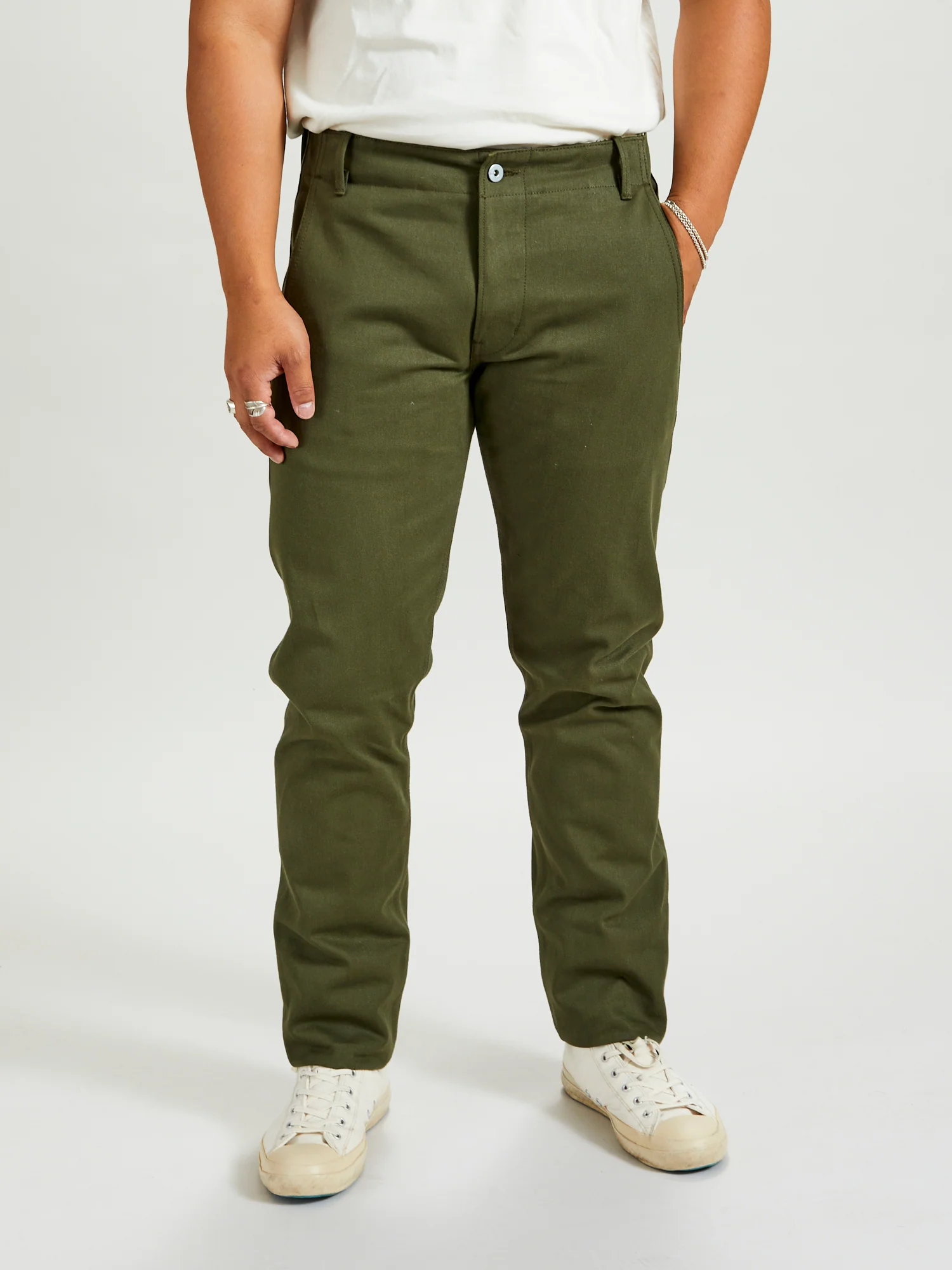 "Infantry Pant" in Green Selvedge Twill - Image 2