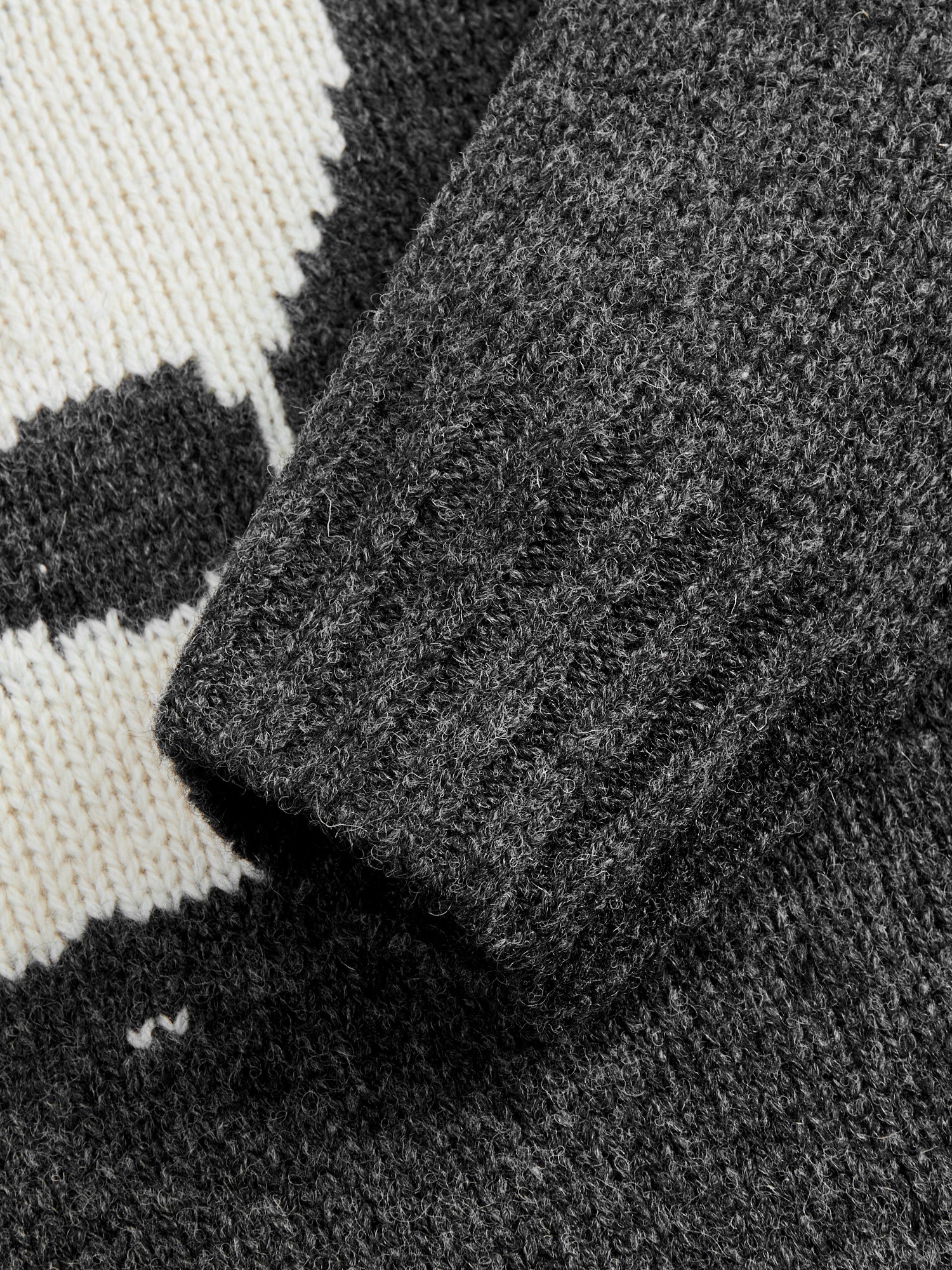 Intarsia 3-Gauge Crewneck Sweater in Charcoal - Image 6