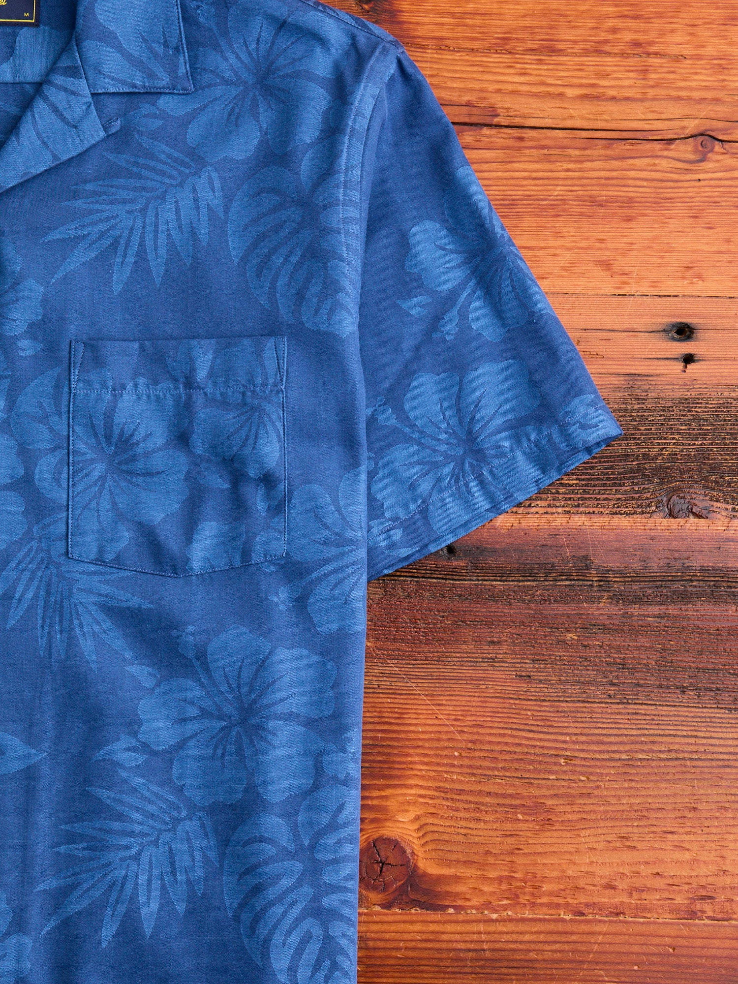 Island Jacquard Flowers Button-Up Shirt in Blue - Image 5
