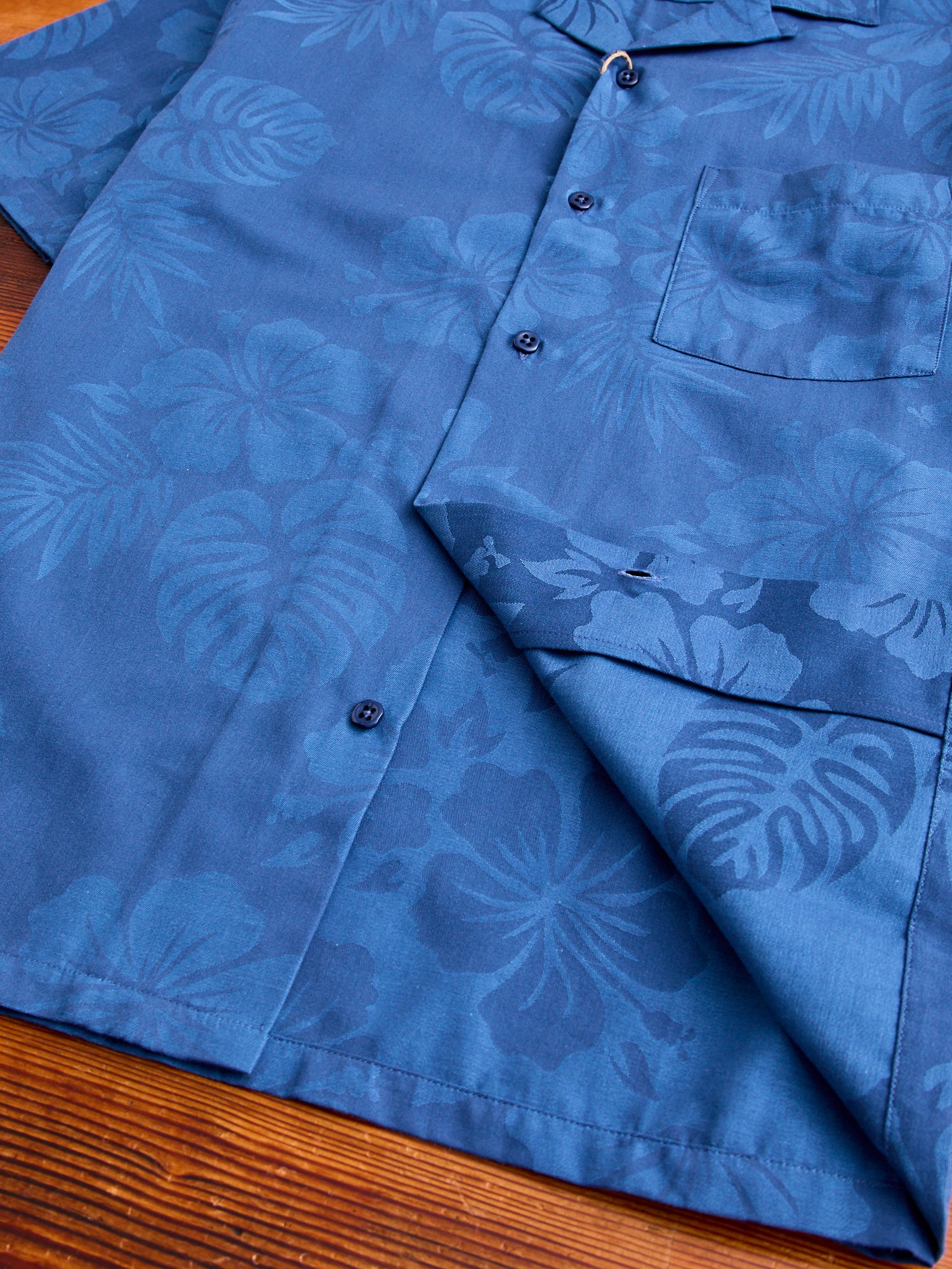 Island Jacquard Flowers Button-Up Shirt in Blue - Image 8