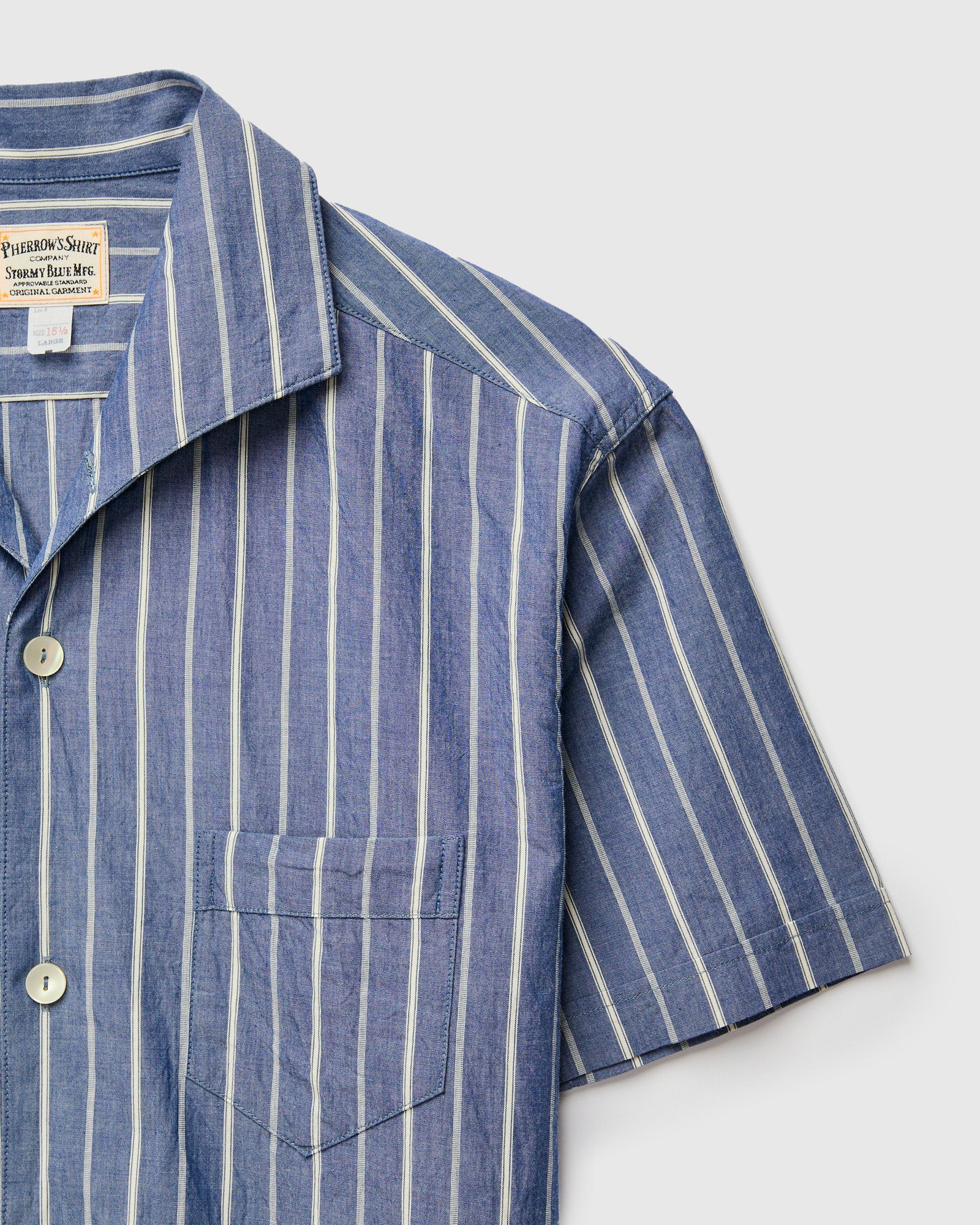 Italian Collar Shirt in Navy Stripe - Image 4