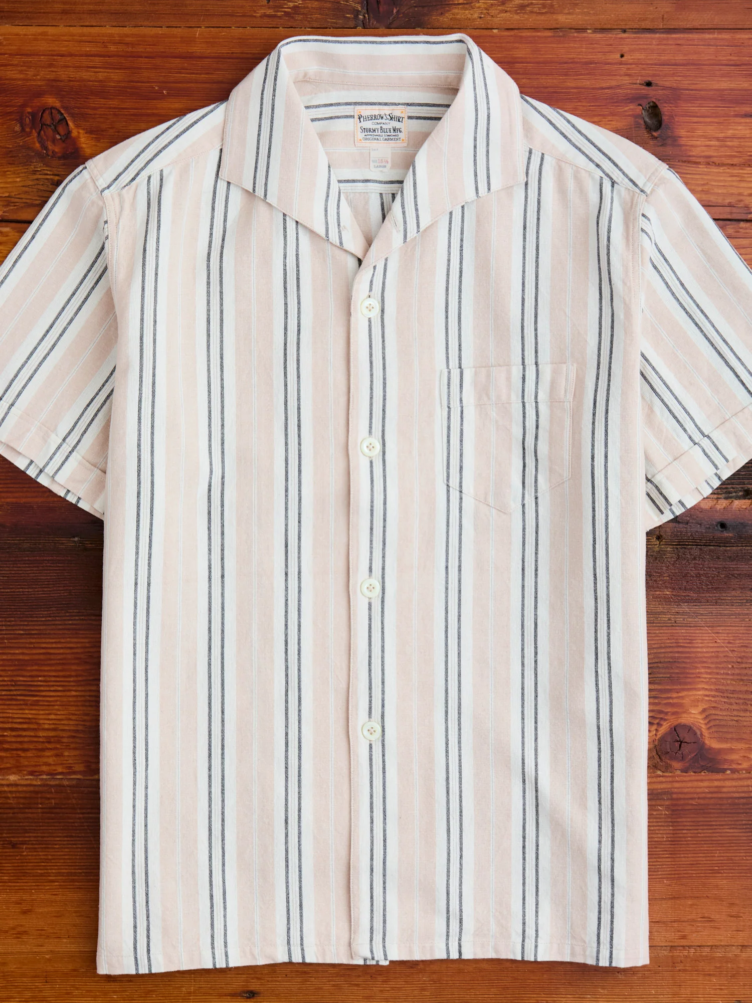 Italian Collar Shirt in Pink Stripe