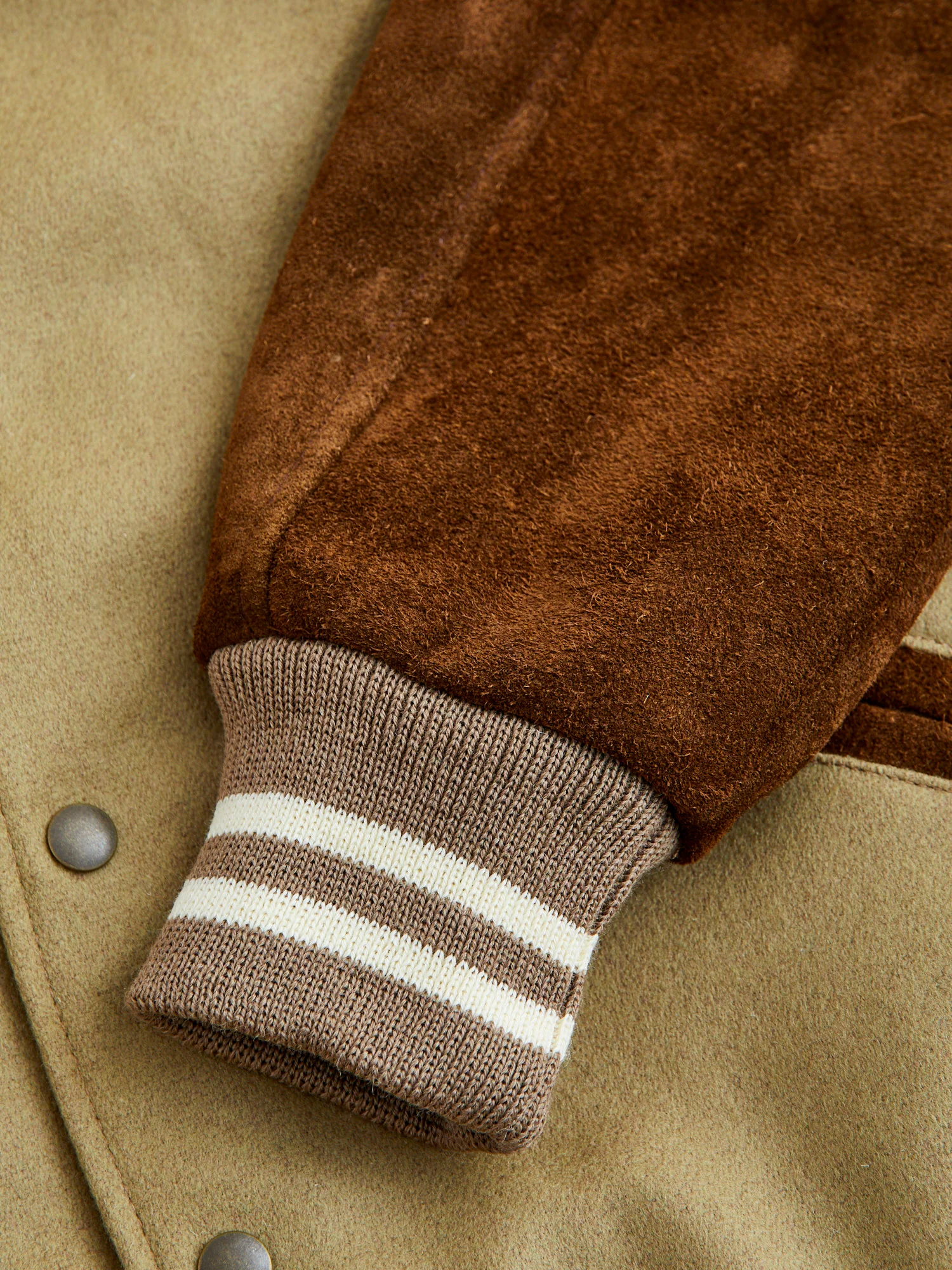 Ivy Varsity Jacket in Camel Roughout - Image 14