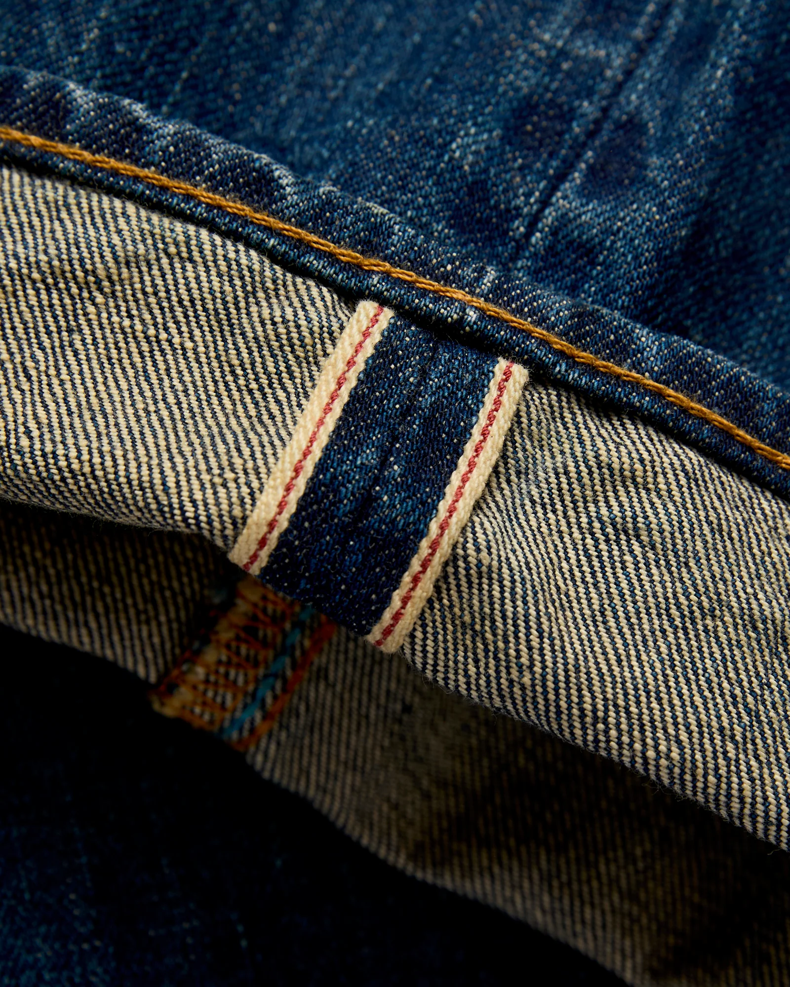 J301-D01 "US Cotton Dark Wash" 14.8oz Washed Selvedge Denim - Straight Tapered Fit - Image 7