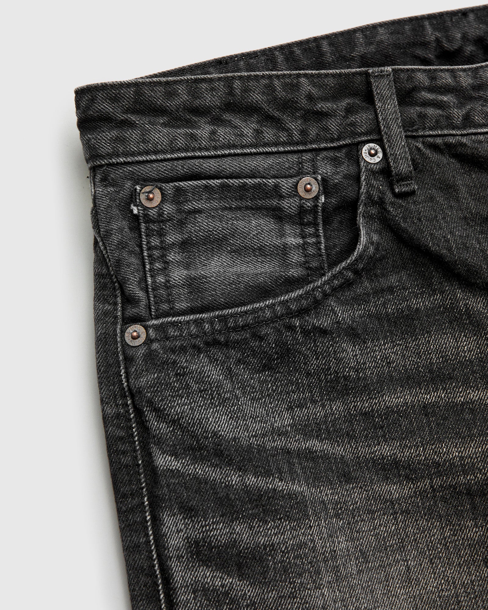 J314 "Aged Wash" 14oz Black Washed Selvedge Denim - Straight Tapered Fit - Image 7