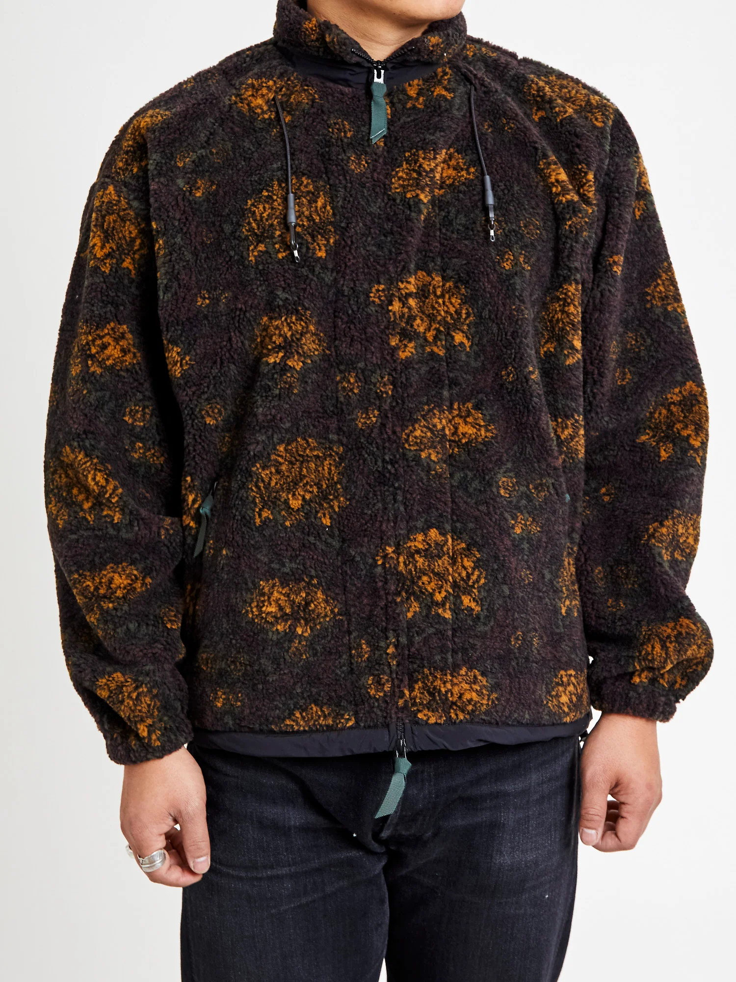 Jacquard Boa Zip Jacket in Green - Image 2