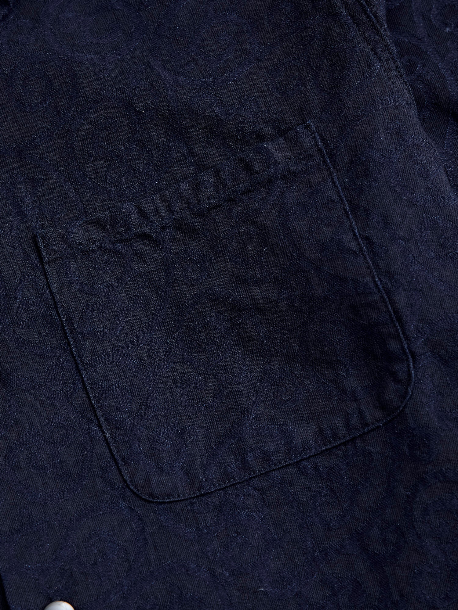Jacquard Open Collar Shirt in Indigo Arabesque - Image 4