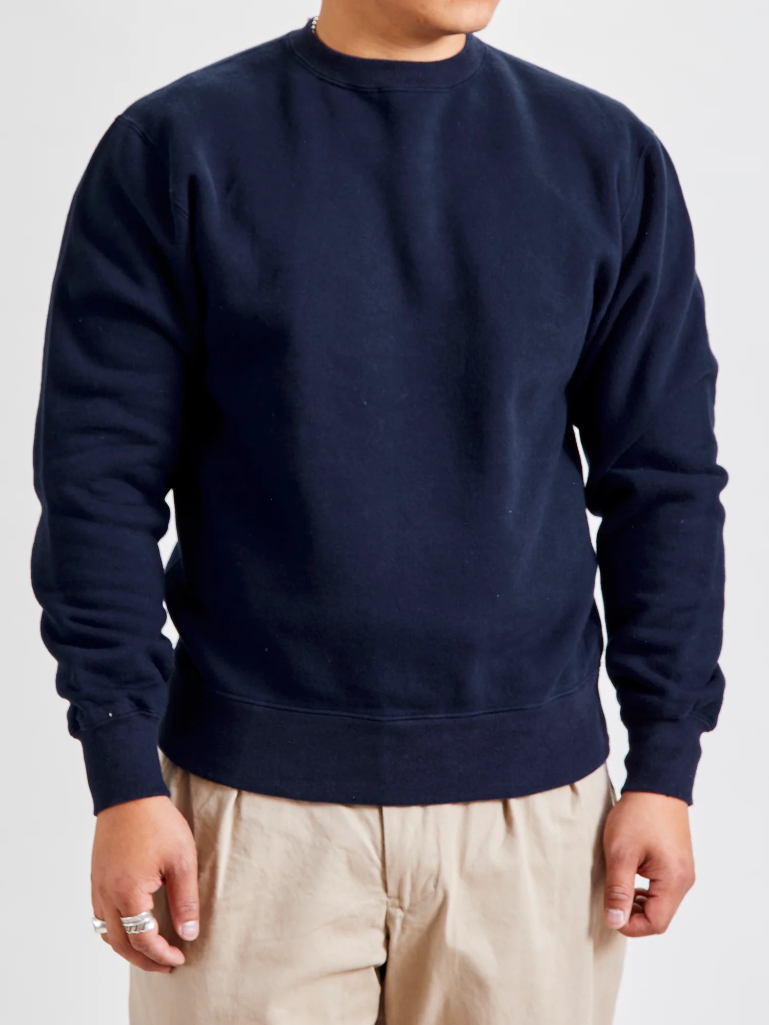 Japan-Made Fleece Crewneck in Navy - Image 2