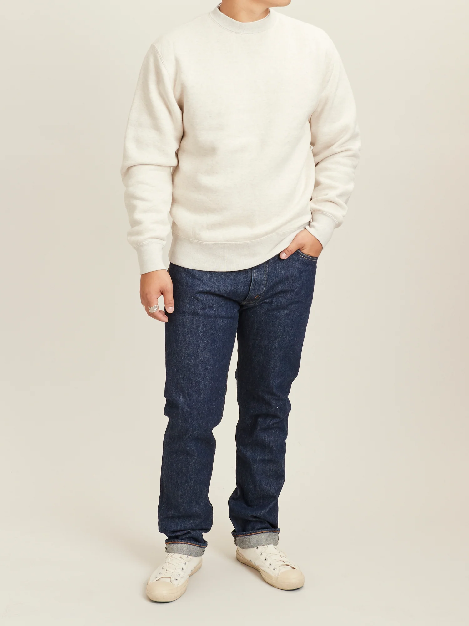 Japan-Made Fleece Crewneck in Oatmeal - Image 7