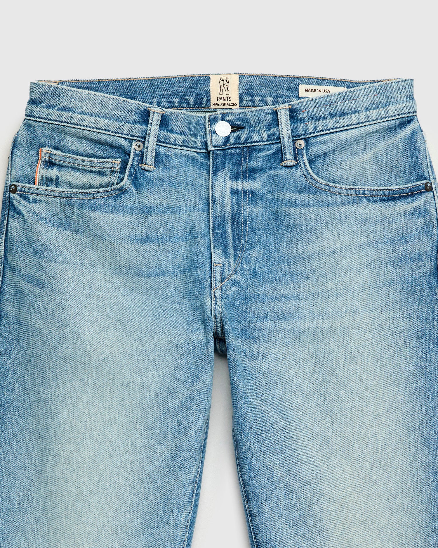 "Julian" 14oz Washed Indigo Stretch Selvedge Denim - Hammer Straight - Image 6