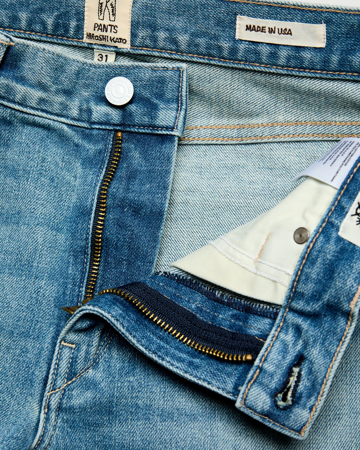 "Julian" 14oz Washed Indigo Stretch Selvedge Denim - Hammer Straight - Image 9