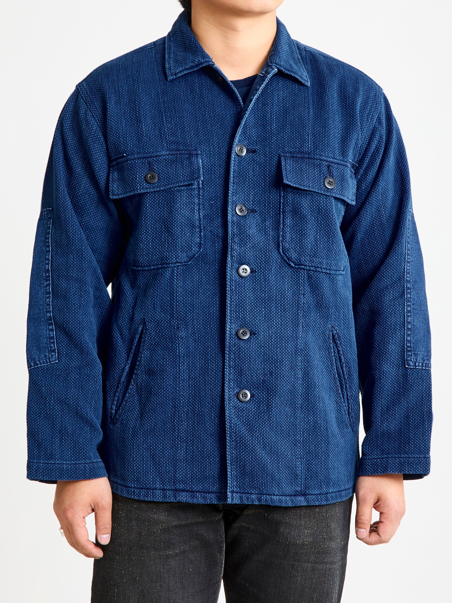 "Kasezome" Sashiko Utility Shirt in Indigo - Image 2