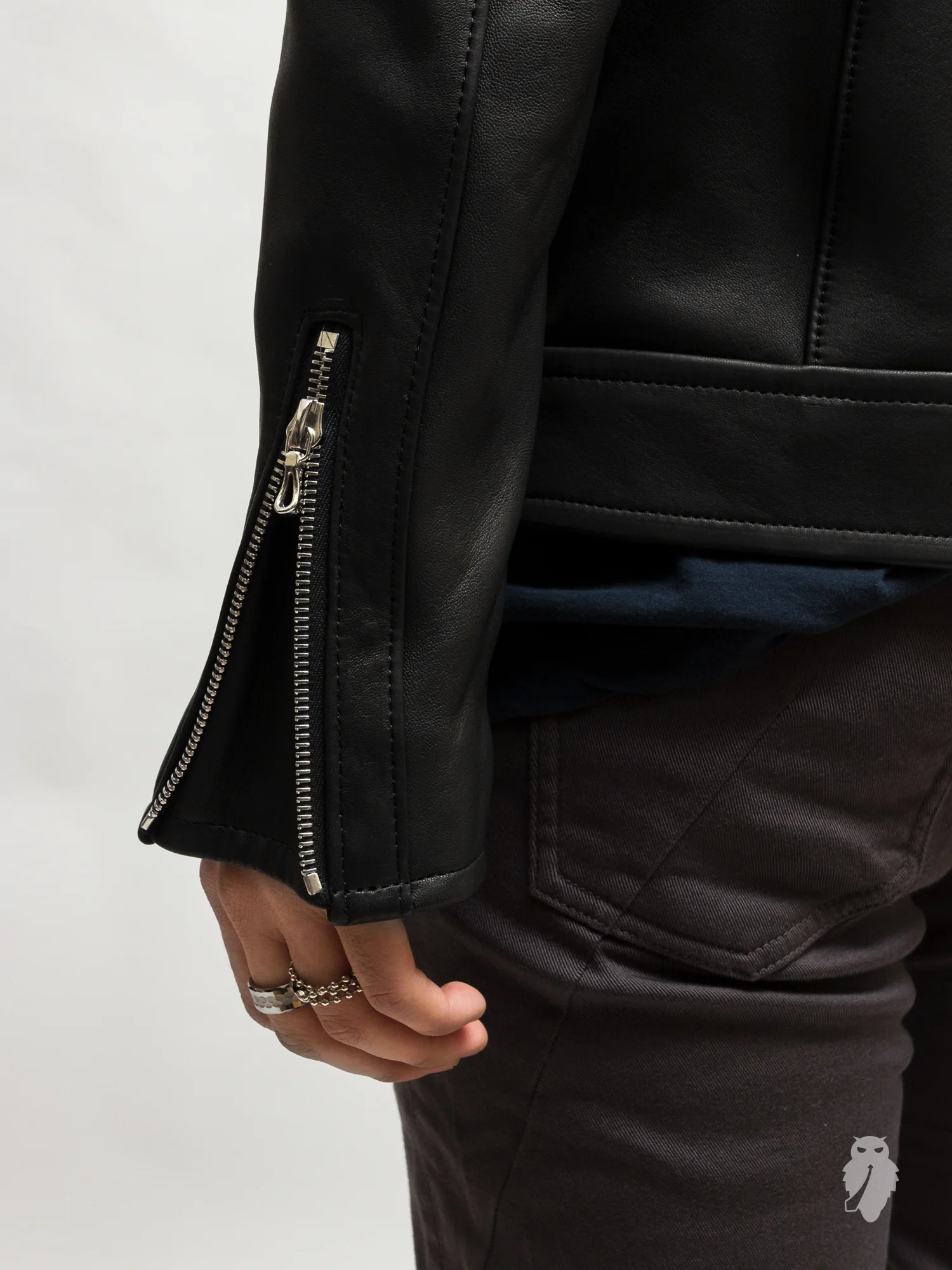 Lamb Leather Double Rider Jacket in Black - Image 13