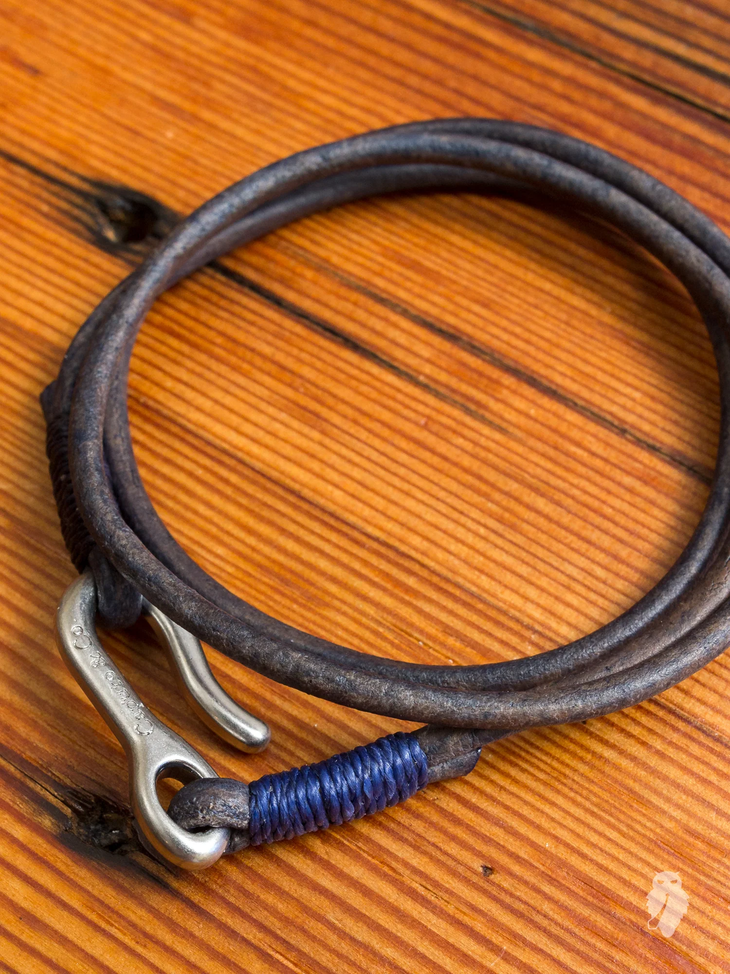 Leather Triple Wrap Bracelet in Washed Blue - Image 2