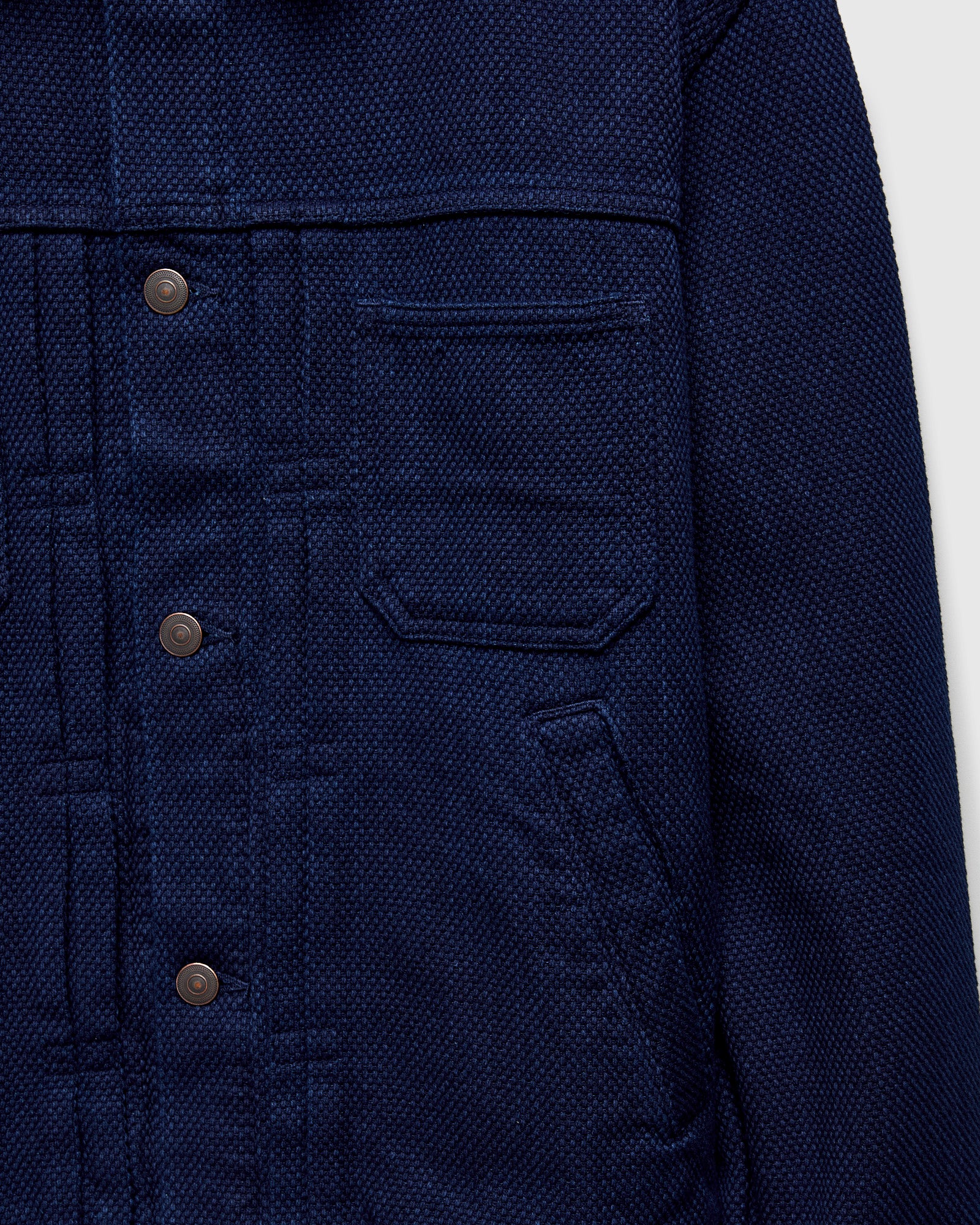 Light Sashiko Trucker Jacket in Pure Indigo - Image 5