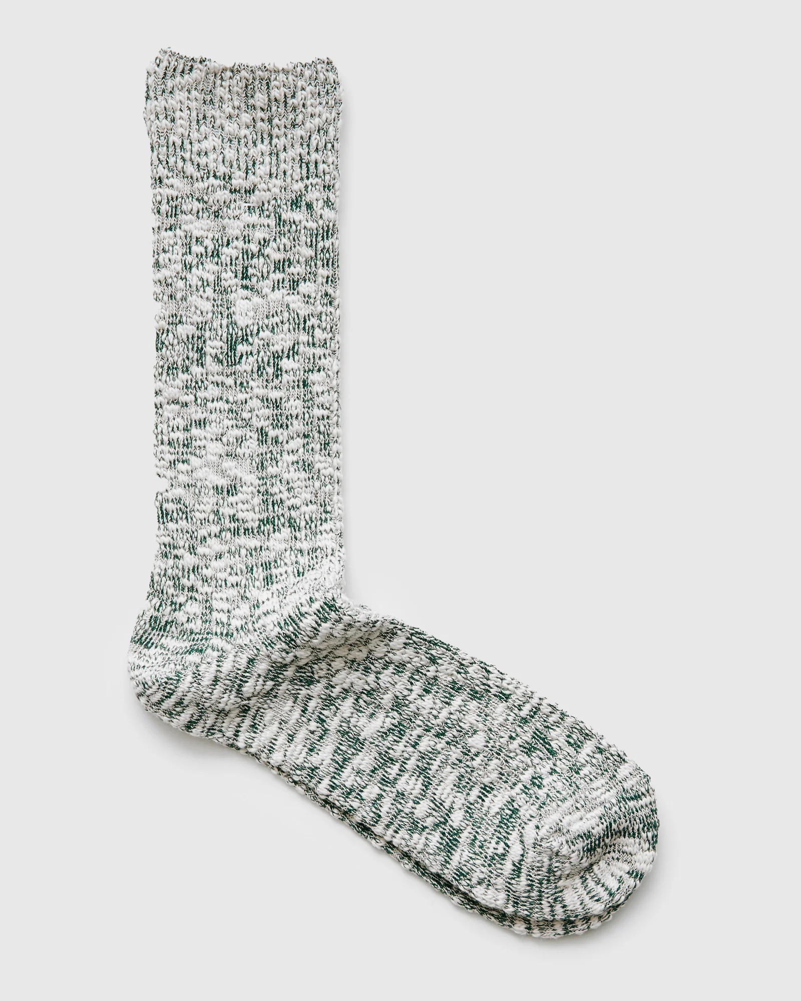 Light Slub Crew Sock in Green - Image 2