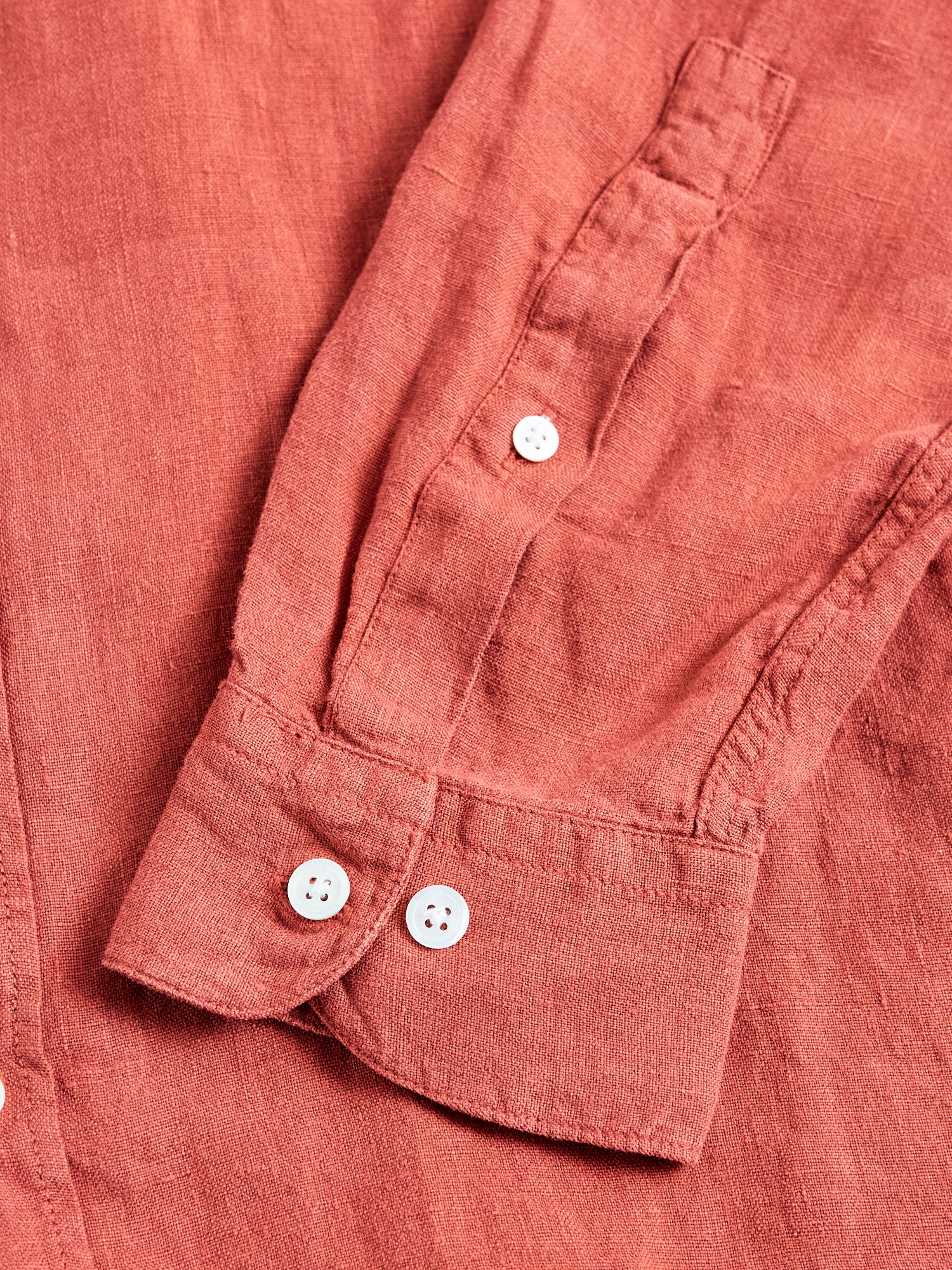 Linen Button-Up Shirt in Terracota - Image 6