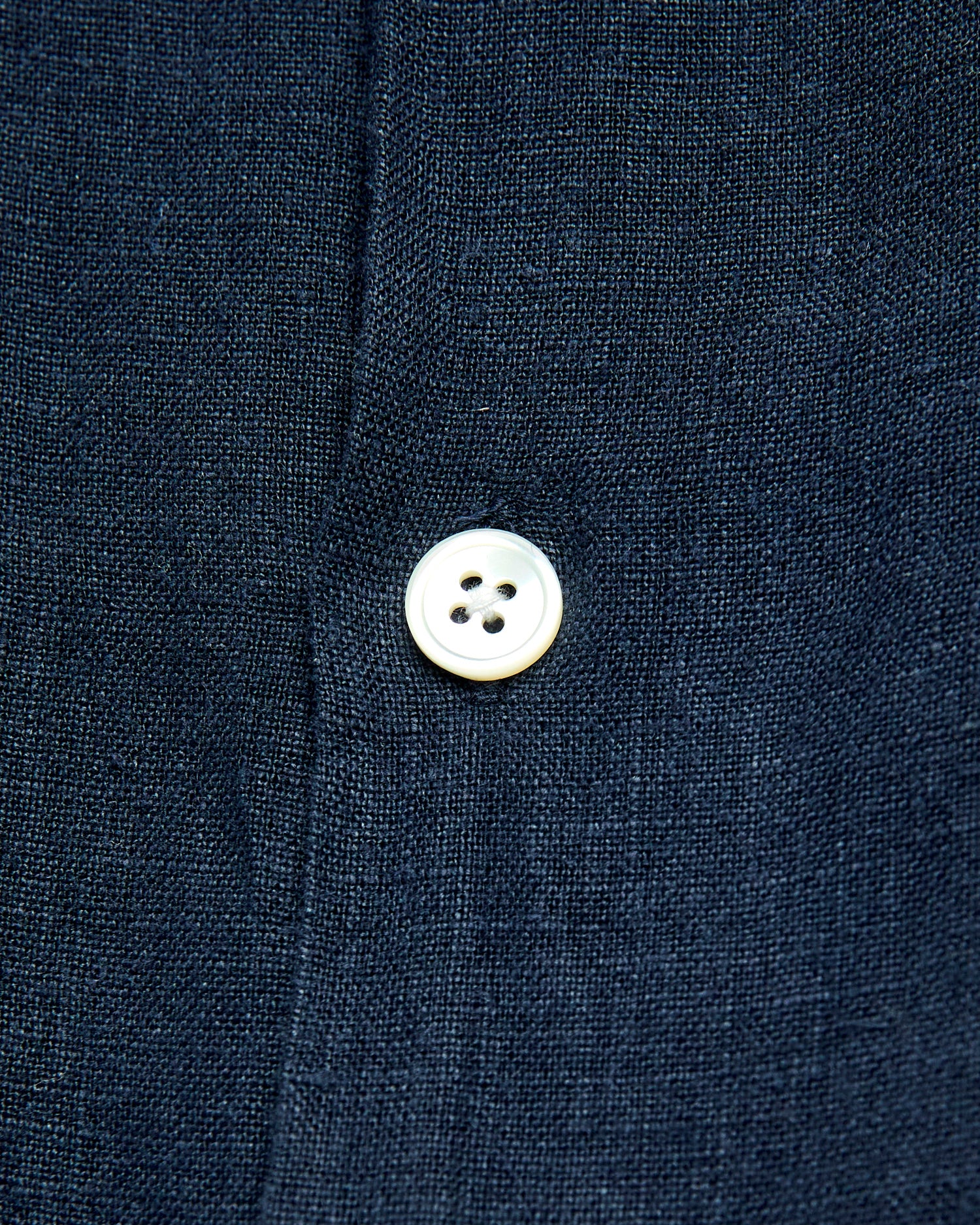 Linen Camp Collar Shirt in Navy - Image 4
