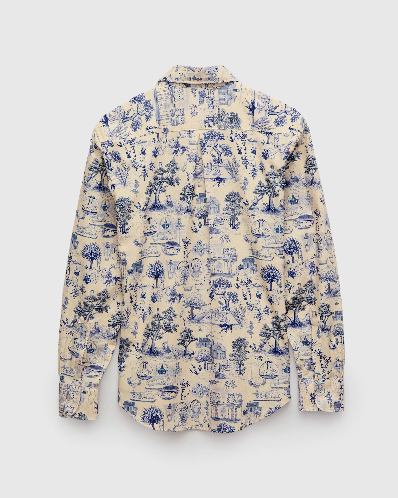 "Linen Cats" Button Down Easy Shirt in Blue - Image 2