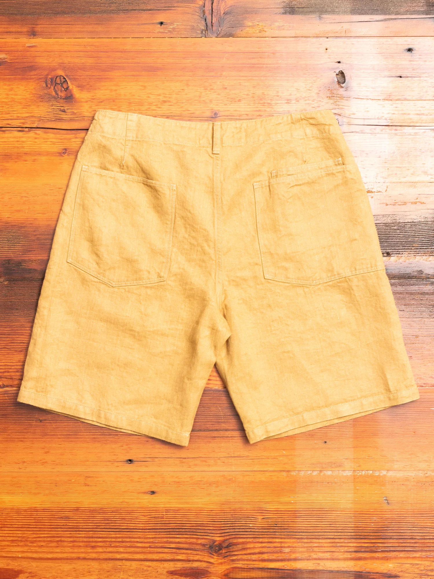 Linen Denim Shorts in Mustard - Image 7