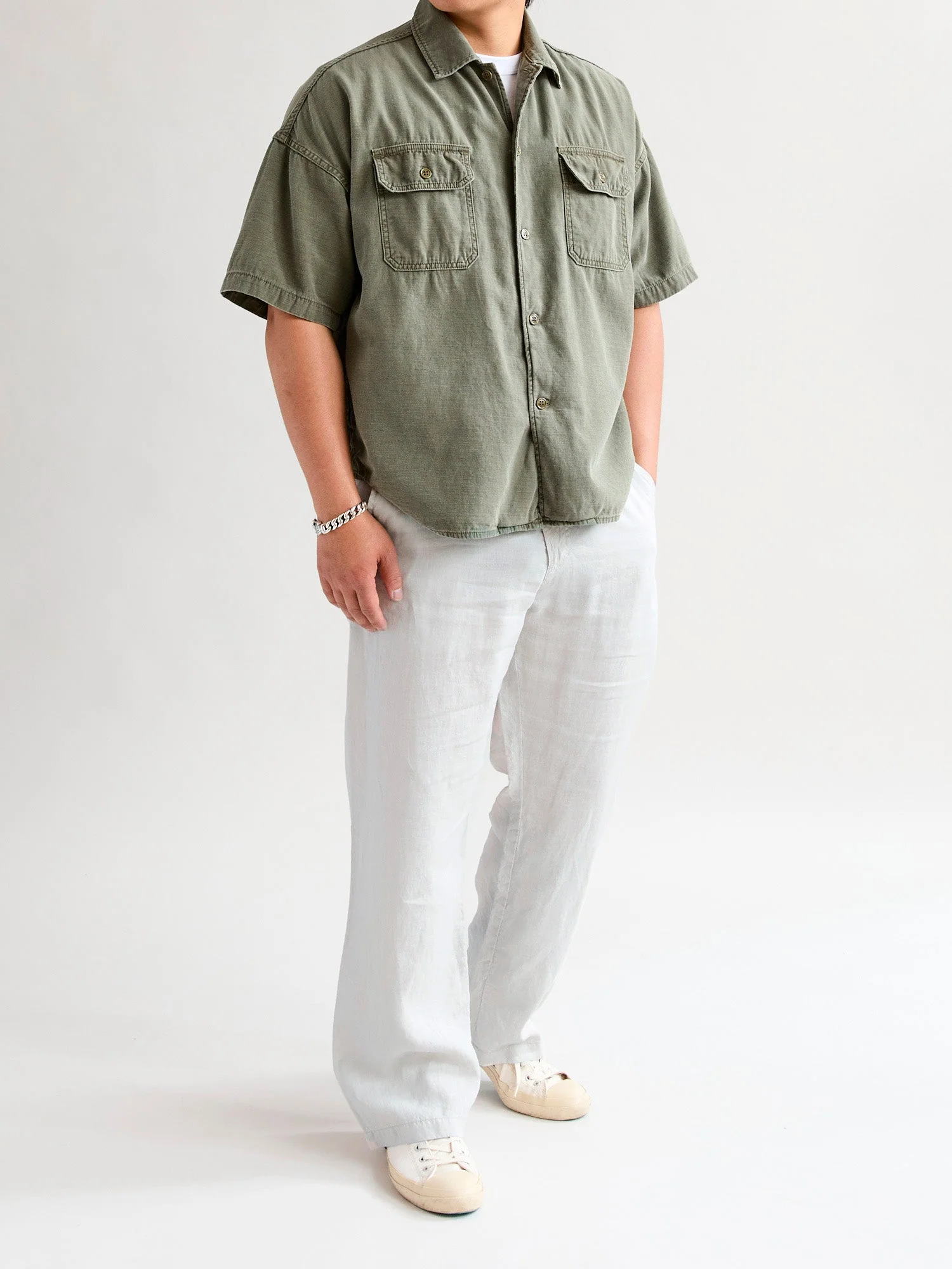 Linen Easy Pants in Grey - Image 11
